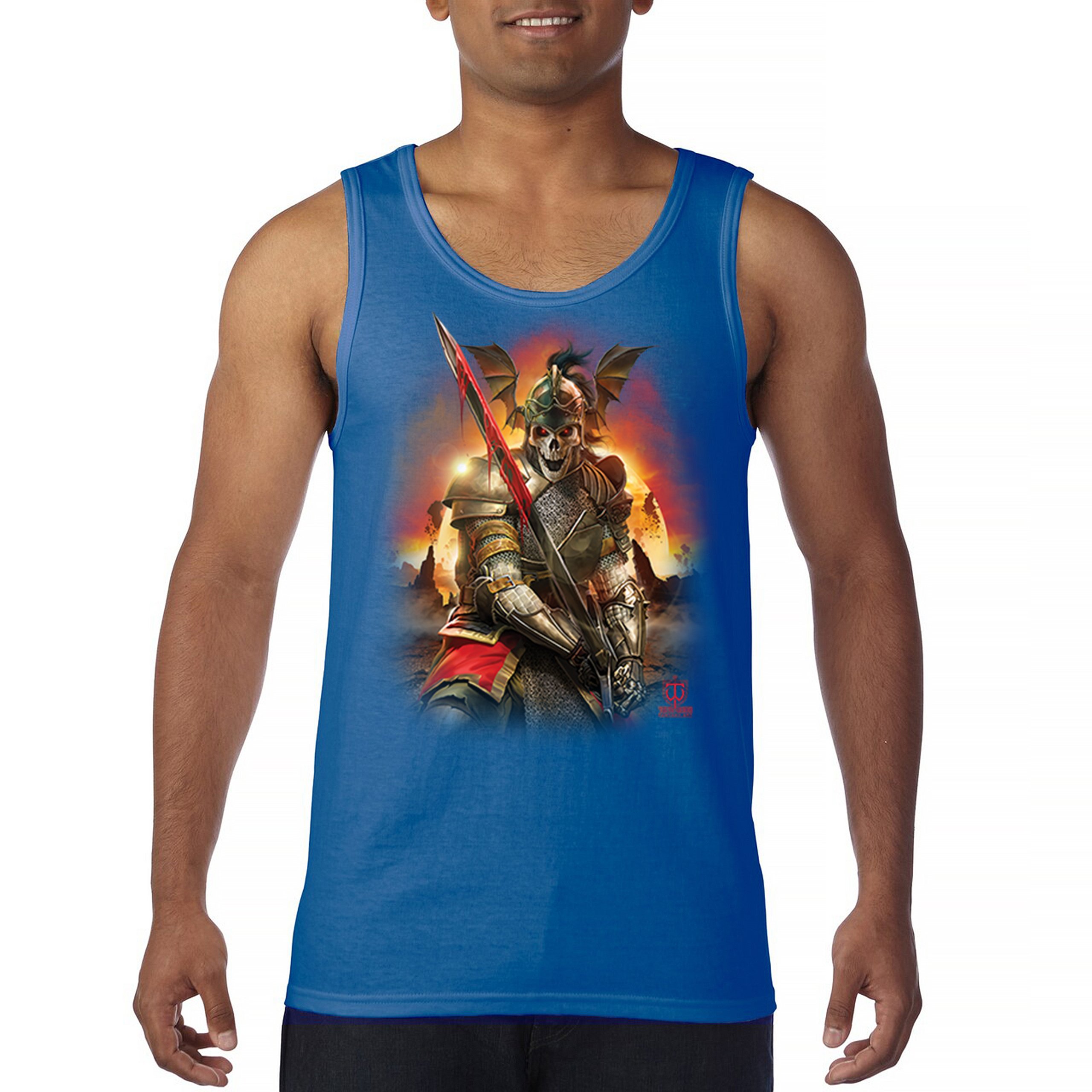 Apocalypse Reaper Tank Top Fantasy Skeleton Knight Sword Dragon Men's Top - Picture 37 of 43