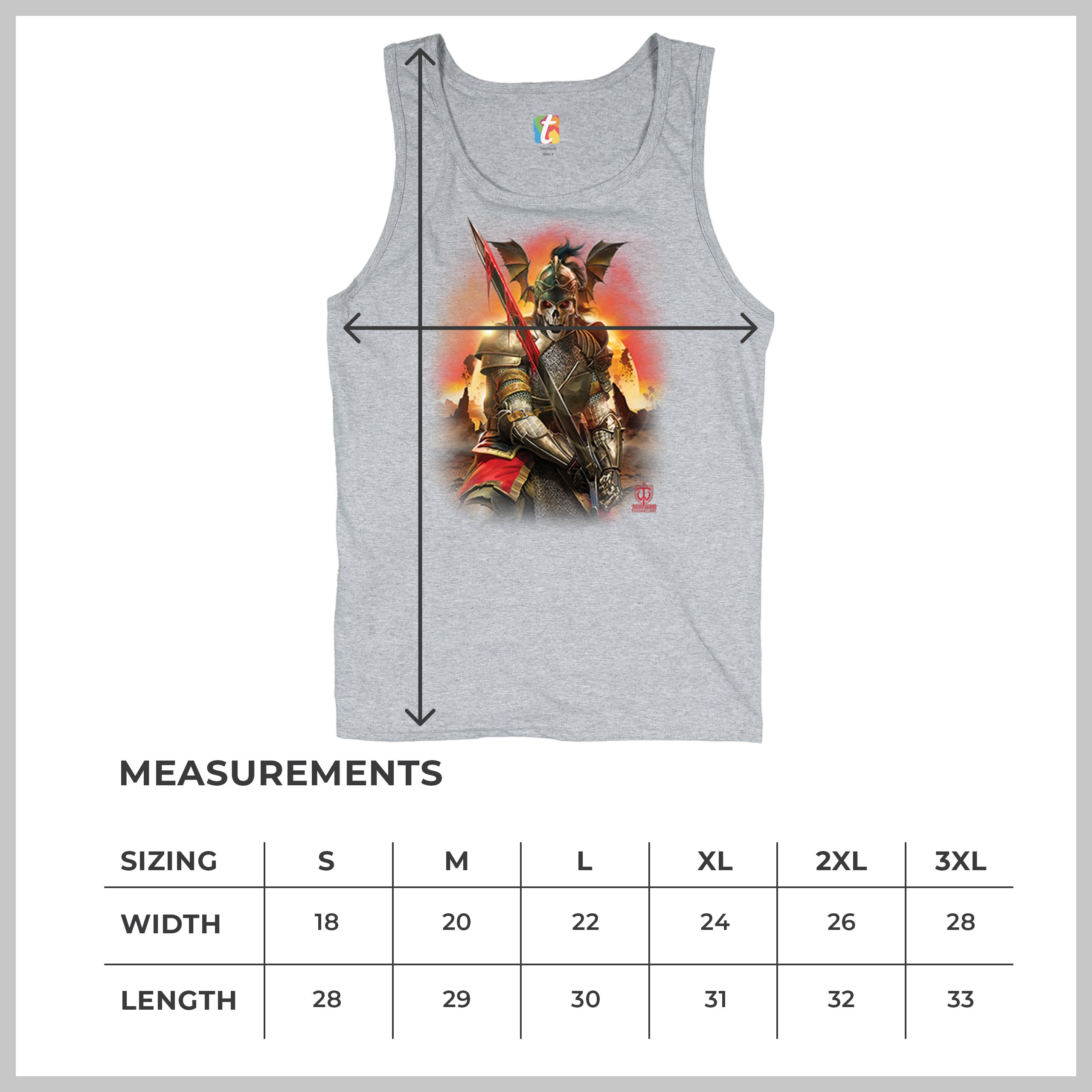 Apocalypse Reaper Tank Top Fantasy Skeleton Knight Sword Dragon Men's Top - Picture 15 of 43
