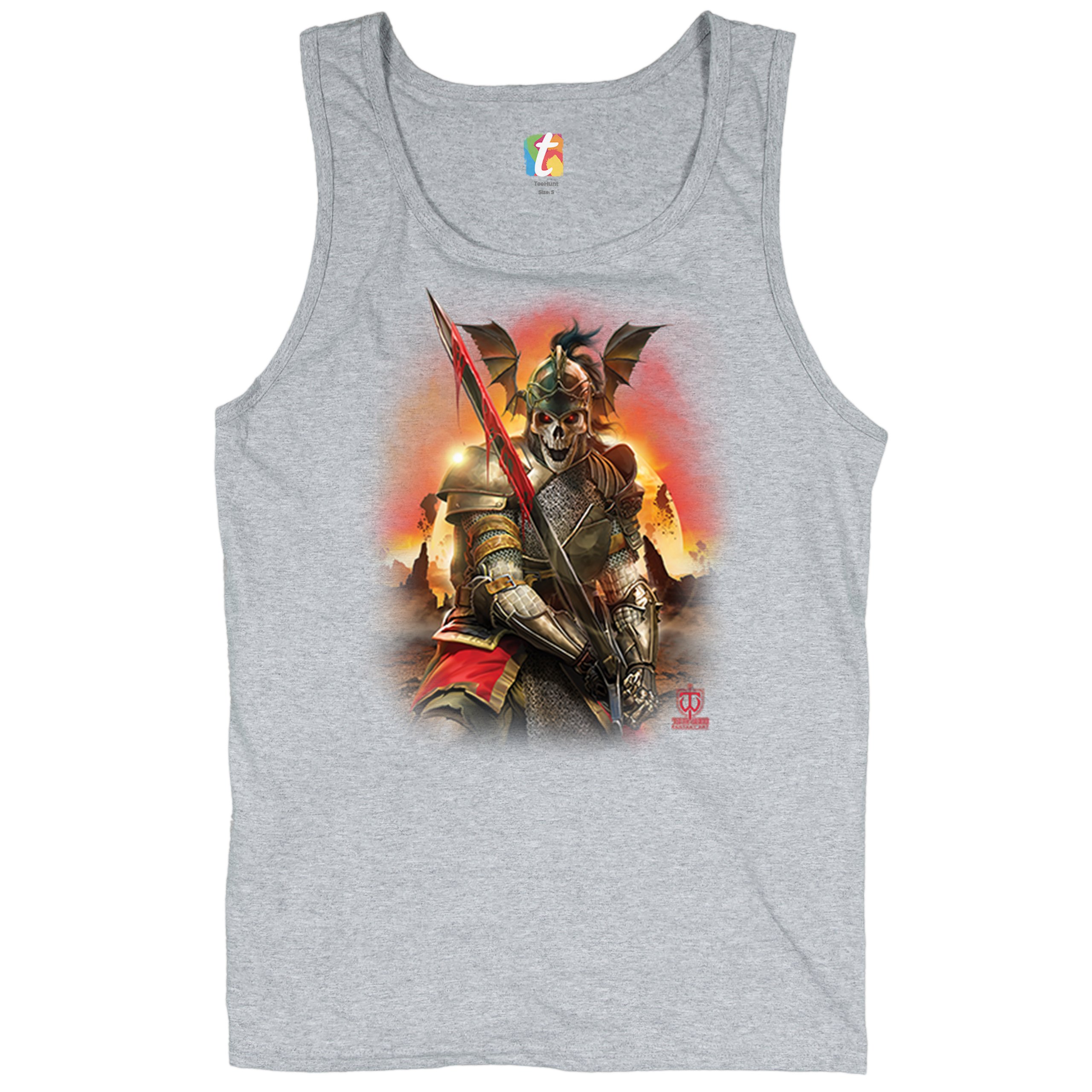 Apocalypse Reaper Tank Top Fantasy Skeleton Knight Sword Dragon Men's Top - Picture 13 of 43