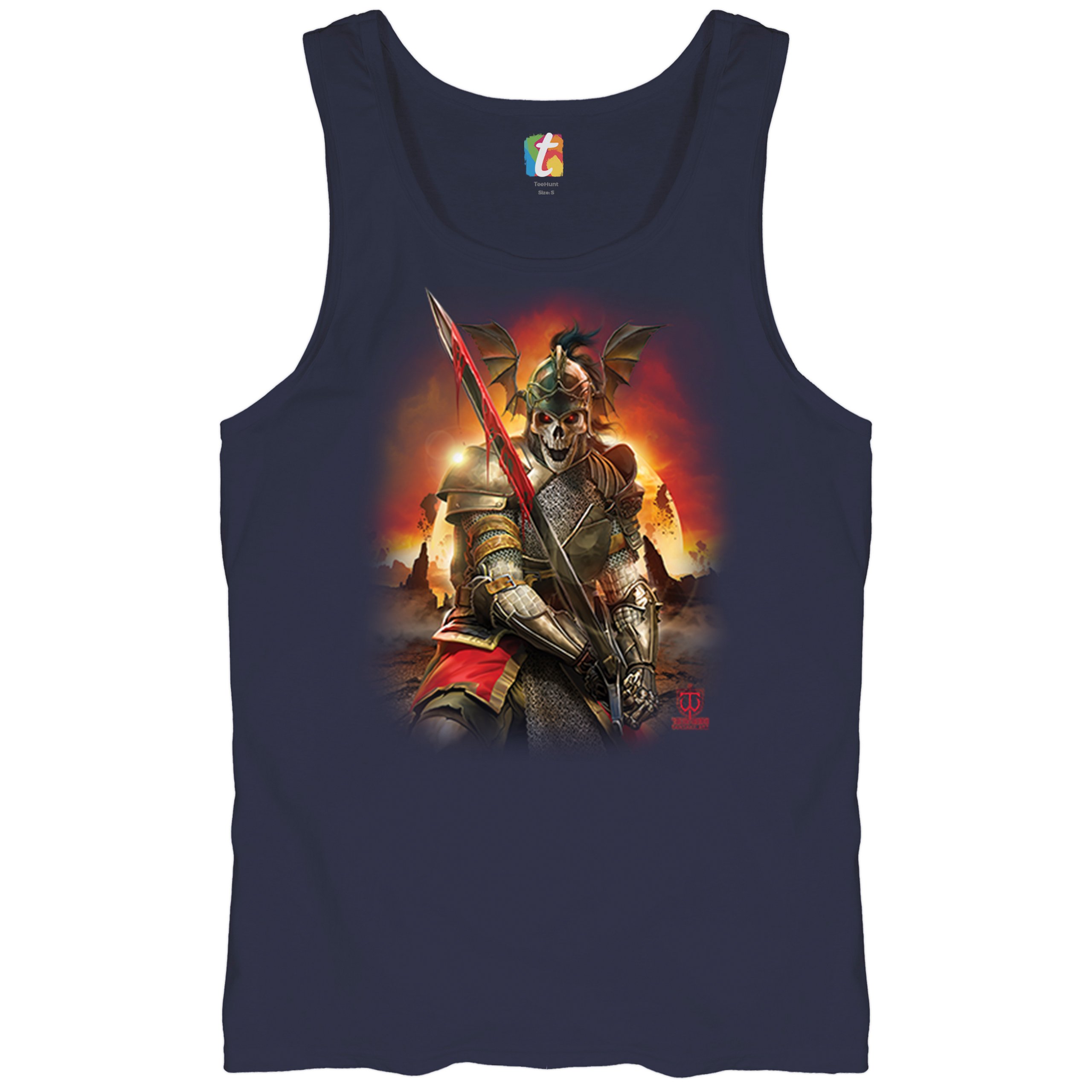 Apocalypse Reaper Tank Top Fantasy Skeleton Knight Sword Dragon Men's Top - Picture 34 of 43