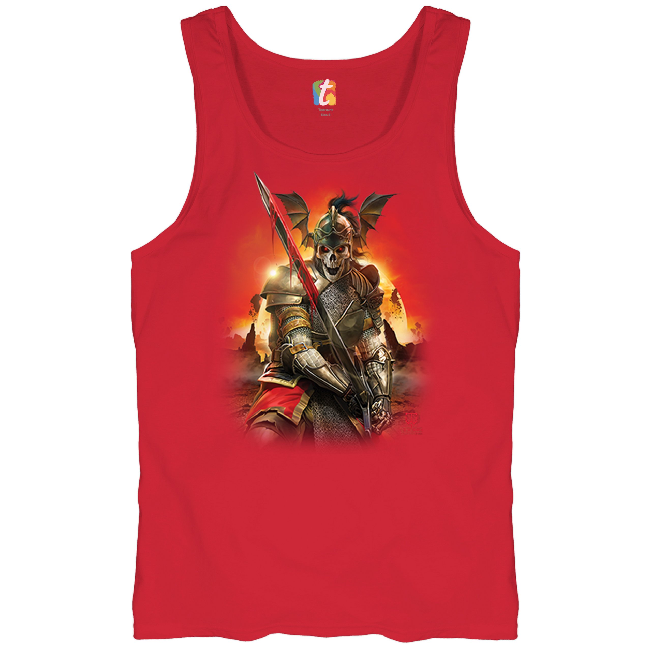 Apocalypse Reaper Tank Top Fantasy Skeleton Knight Sword Dragon Men's Top - Picture 20 of 43