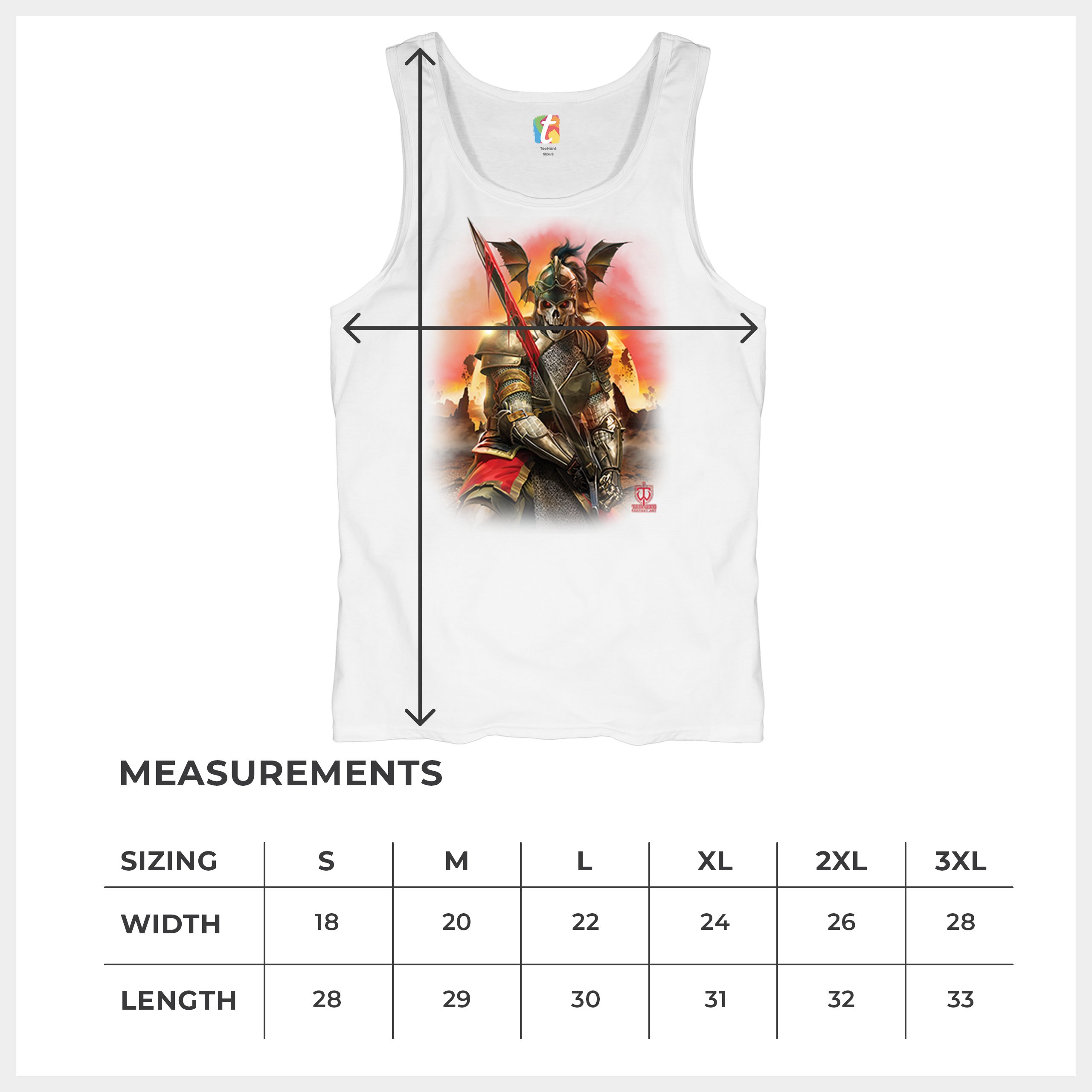 Apocalypse Reaper Tank Top Fantasy Skeleton Knight Sword Dragon Men's Top - Picture 29 of 43