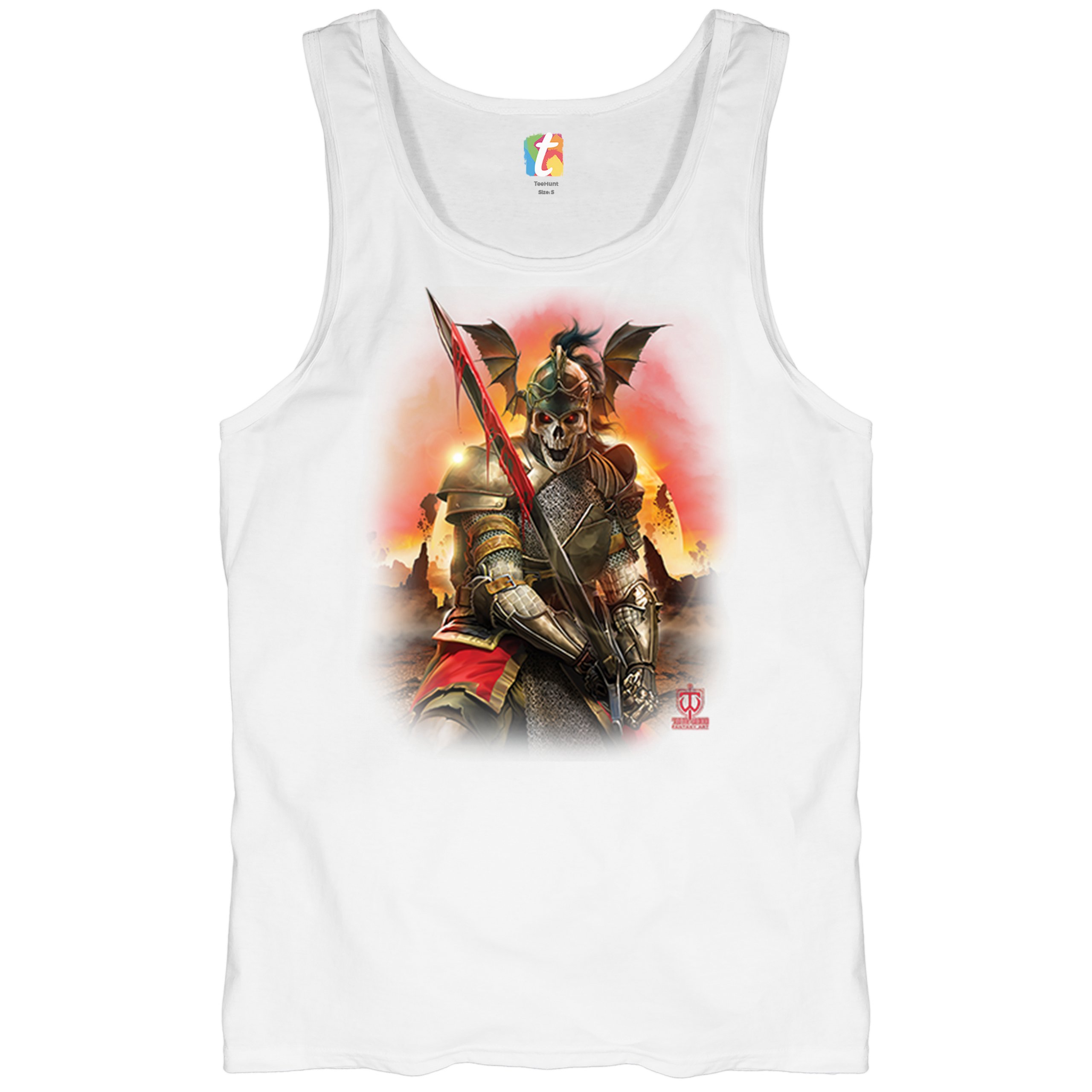 Apocalypse Reaper Tank Top Fantasy Skeleton Knight Sword Dragon Men's Top - Picture 27 of 43