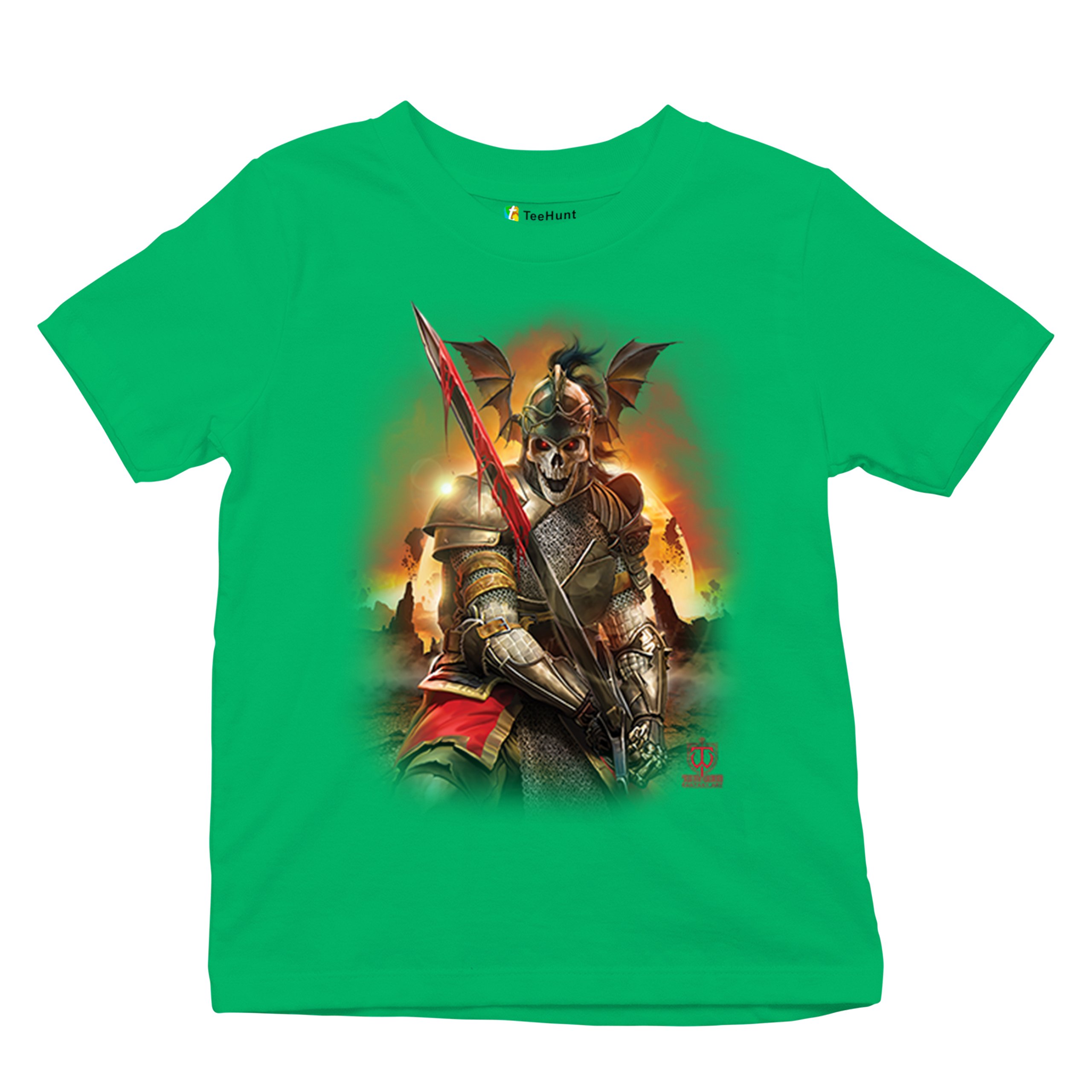 Apocalypse Reaper Youth T-shirt Fantasy Skeleton Knight Sword Dragon Kids - Picture 34 of 50