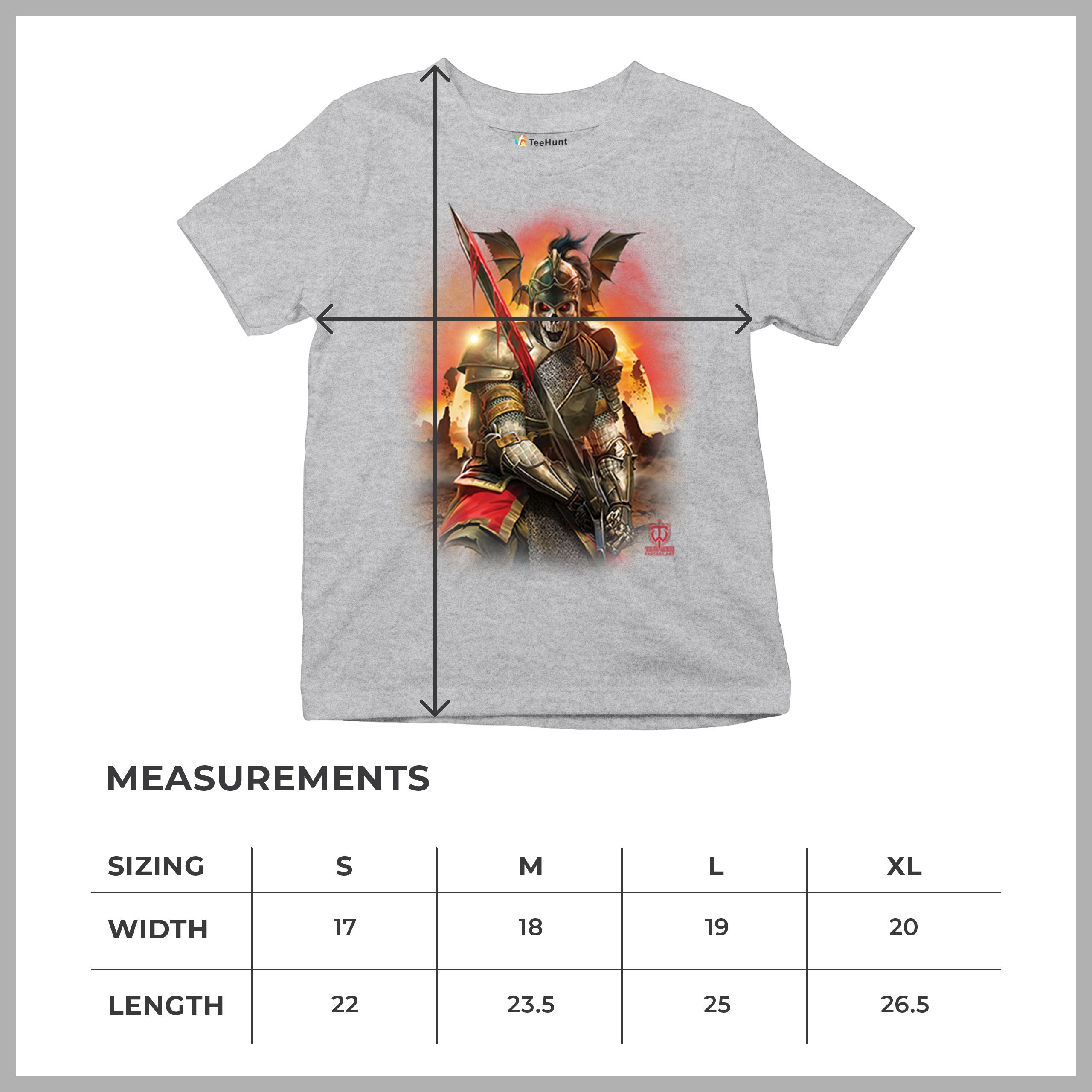 Apocalypse Reaper Youth T-shirt Fantasy Skeleton Knight Sword Dragon Kids - Picture 15 of 50