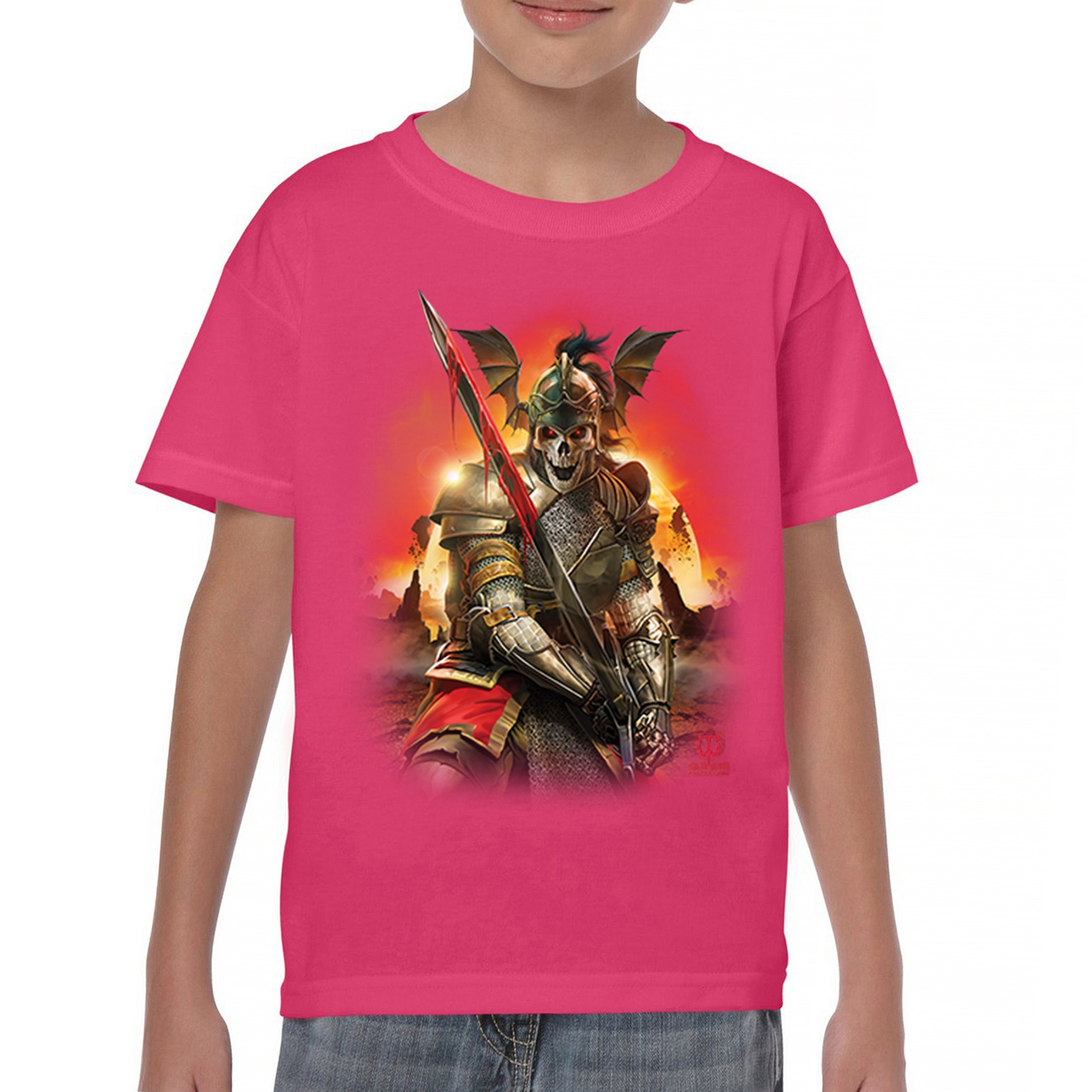 Apocalypse Reaper Youth T-shirt Fantasy Skeleton Knight Sword Dragon Kids - Picture 44 of 50