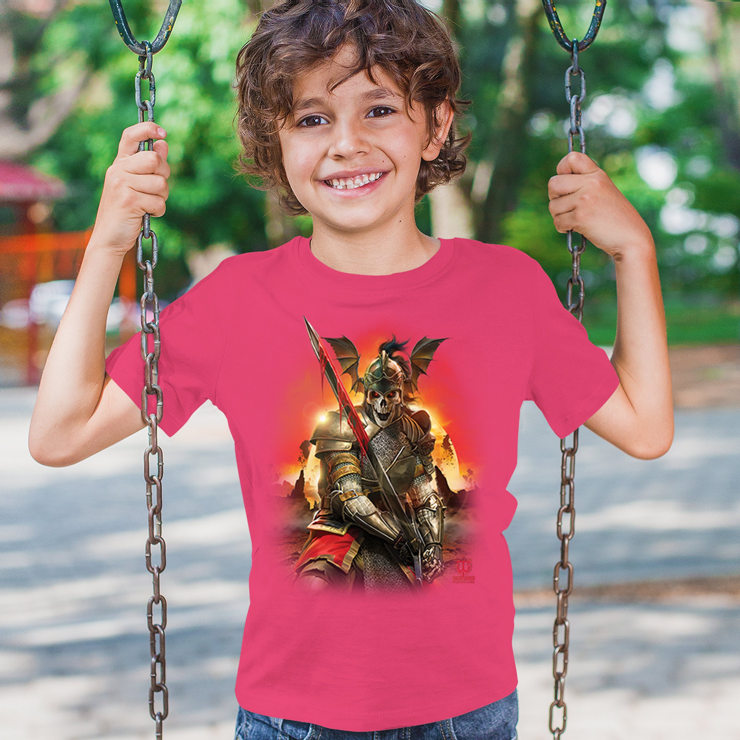 Apocalypse Reaper Youth T-shirt Fantasy Skeleton Knight Sword Dragon Kids - Picture 47 of 50