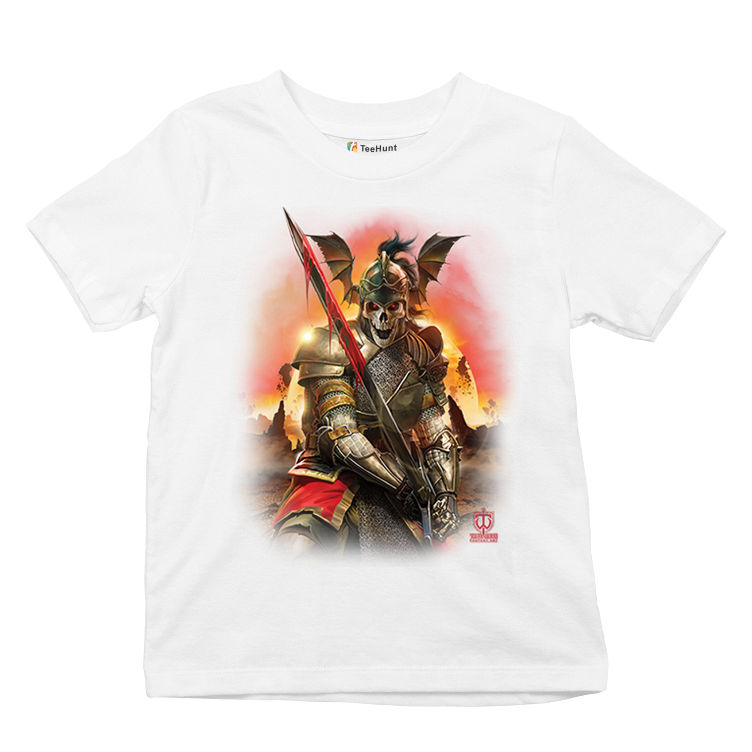 Apocalypse Reaper Youth T-shirt Fantasy Skeleton Knight Sword Dragon Kids - Picture 27 of 50