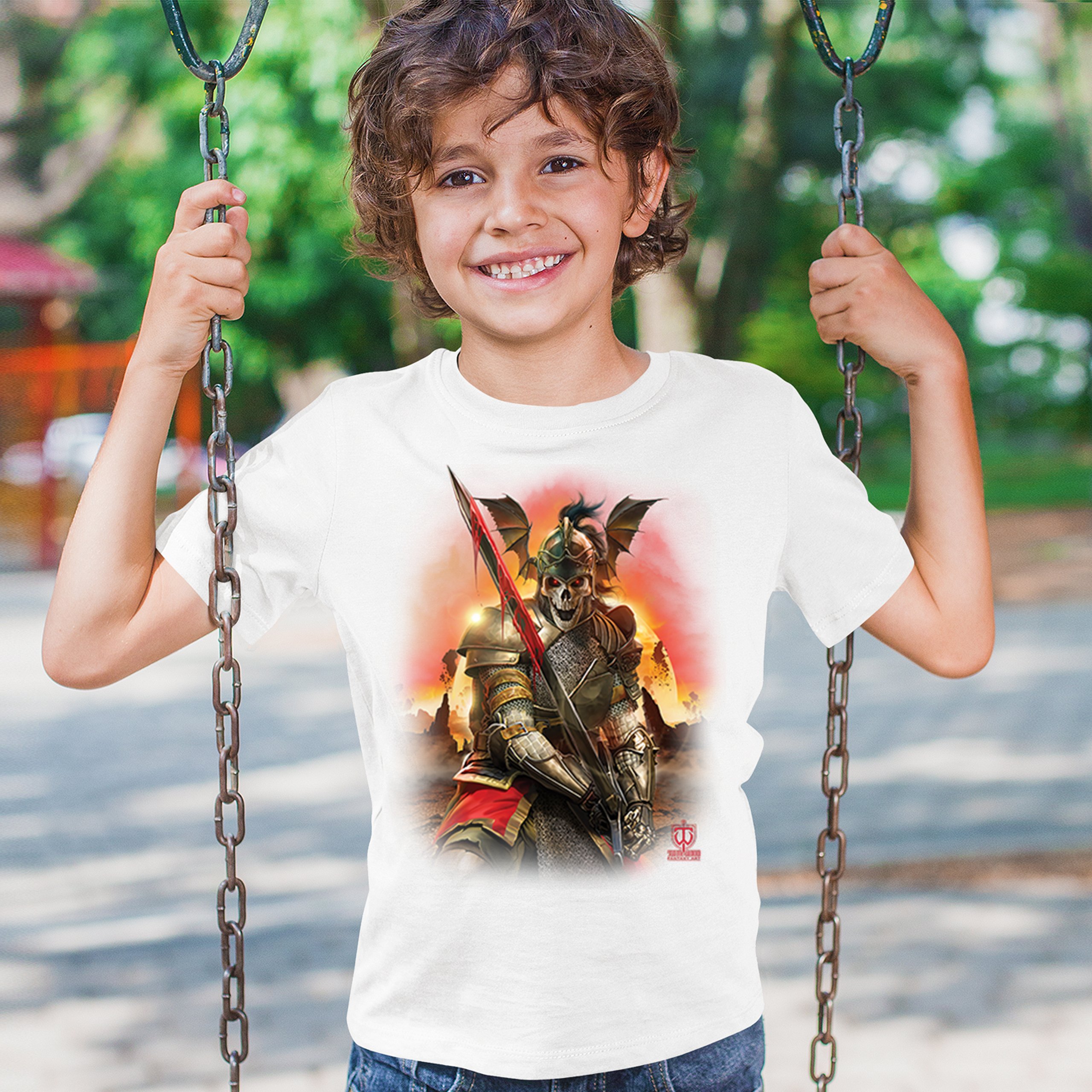 Apocalypse Reaper Youth T-shirt Fantasy Skeleton Knight Sword Dragon Kids - Picture 26 of 50