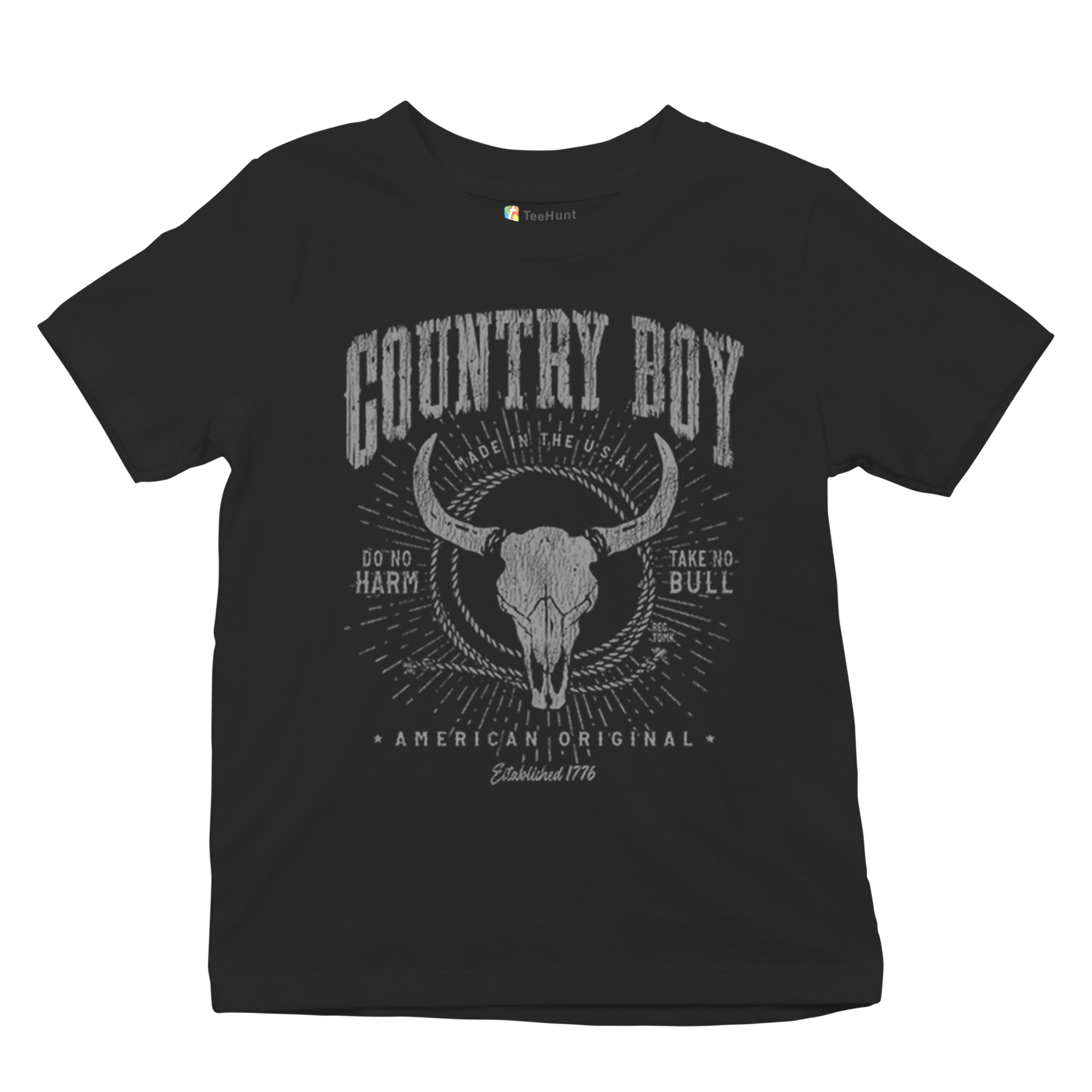 Country Boy American Original Youth T-shirt Bull Skull Country Ranch Kids - Picture 6 of 29