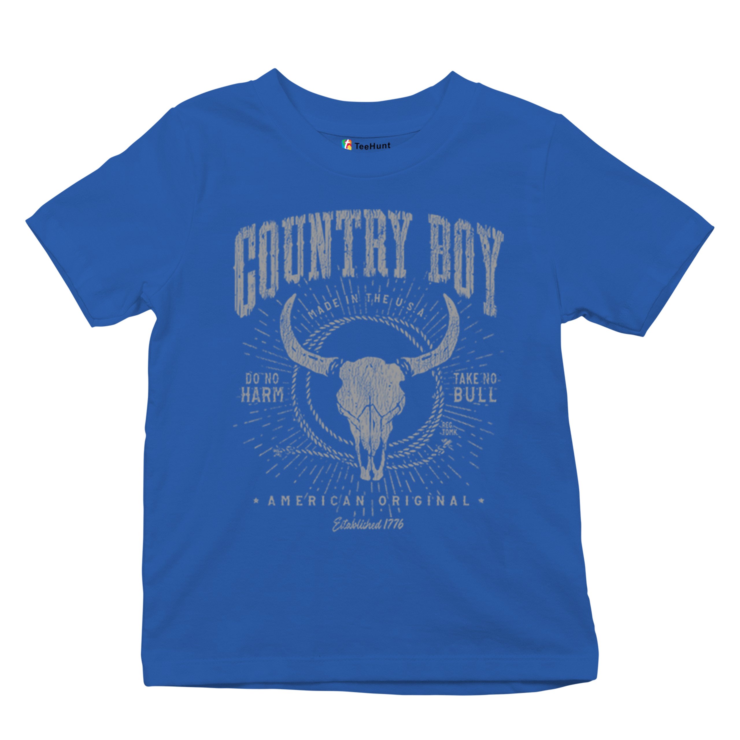 Country Boy American Original Youth T-shirt Bull Skull Country Ranch Kids - Picture 27 of 29