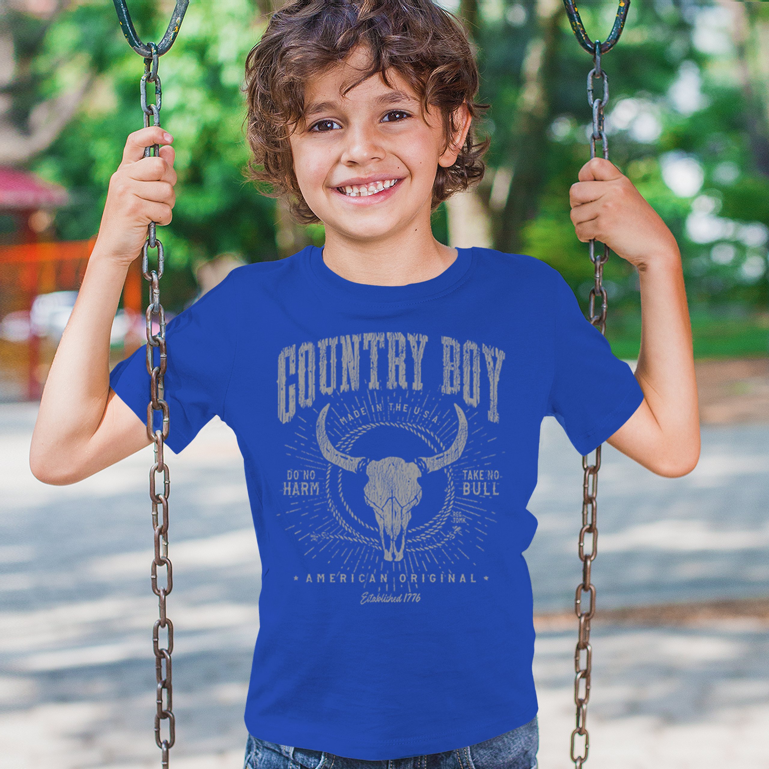 Country Boy American Original Youth T-shirt Bull Skull Country Ranch Kids - Picture 26 of 29