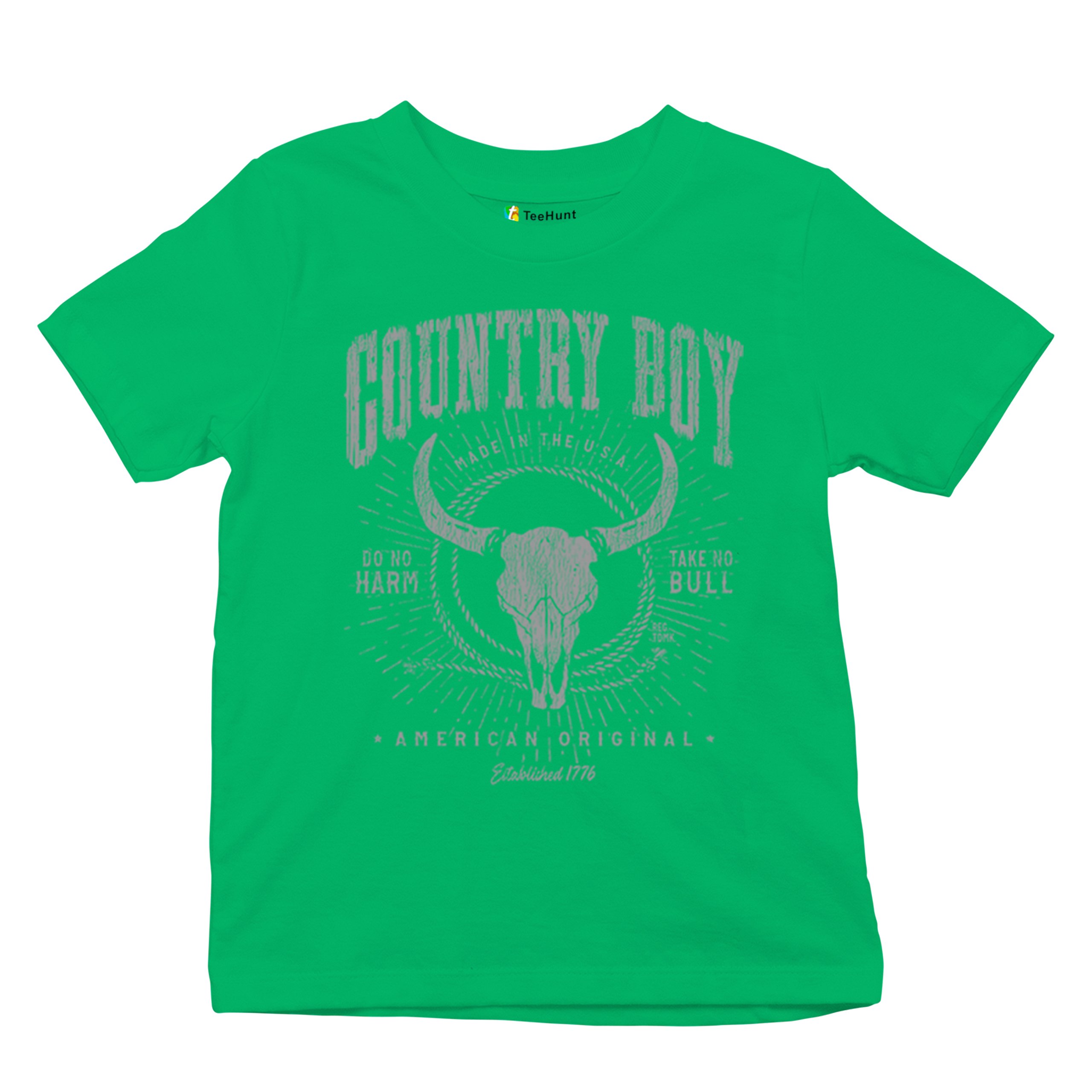 Country Boy American Original Youth T-shirt Bull Skull Country Ranch Kids - Picture 20 of 29
