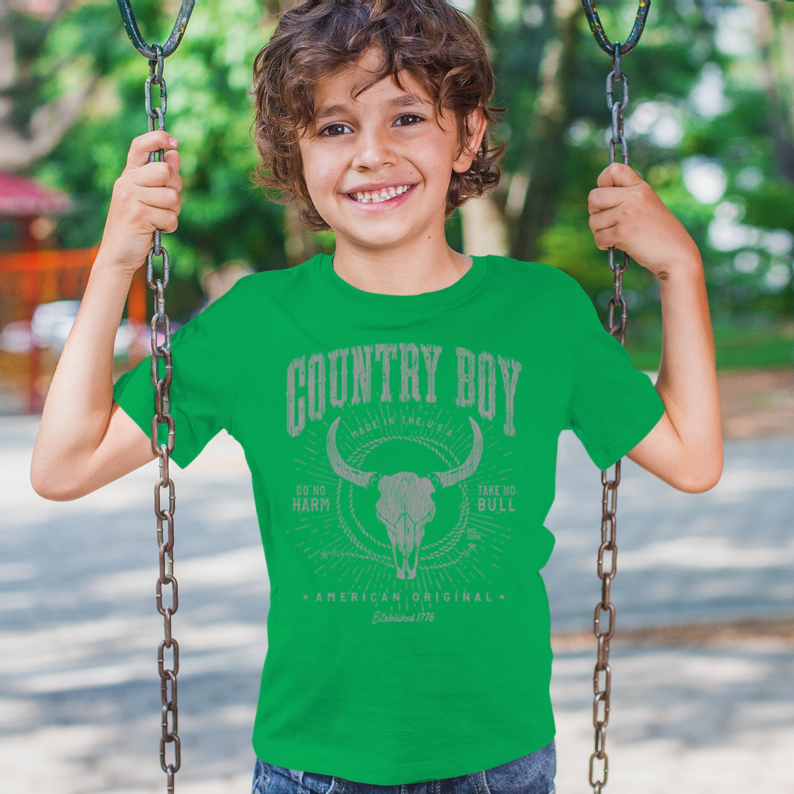 Country Boy American Original Youth T-shirt Bull Skull Country Ranch Kids - Picture 19 of 29