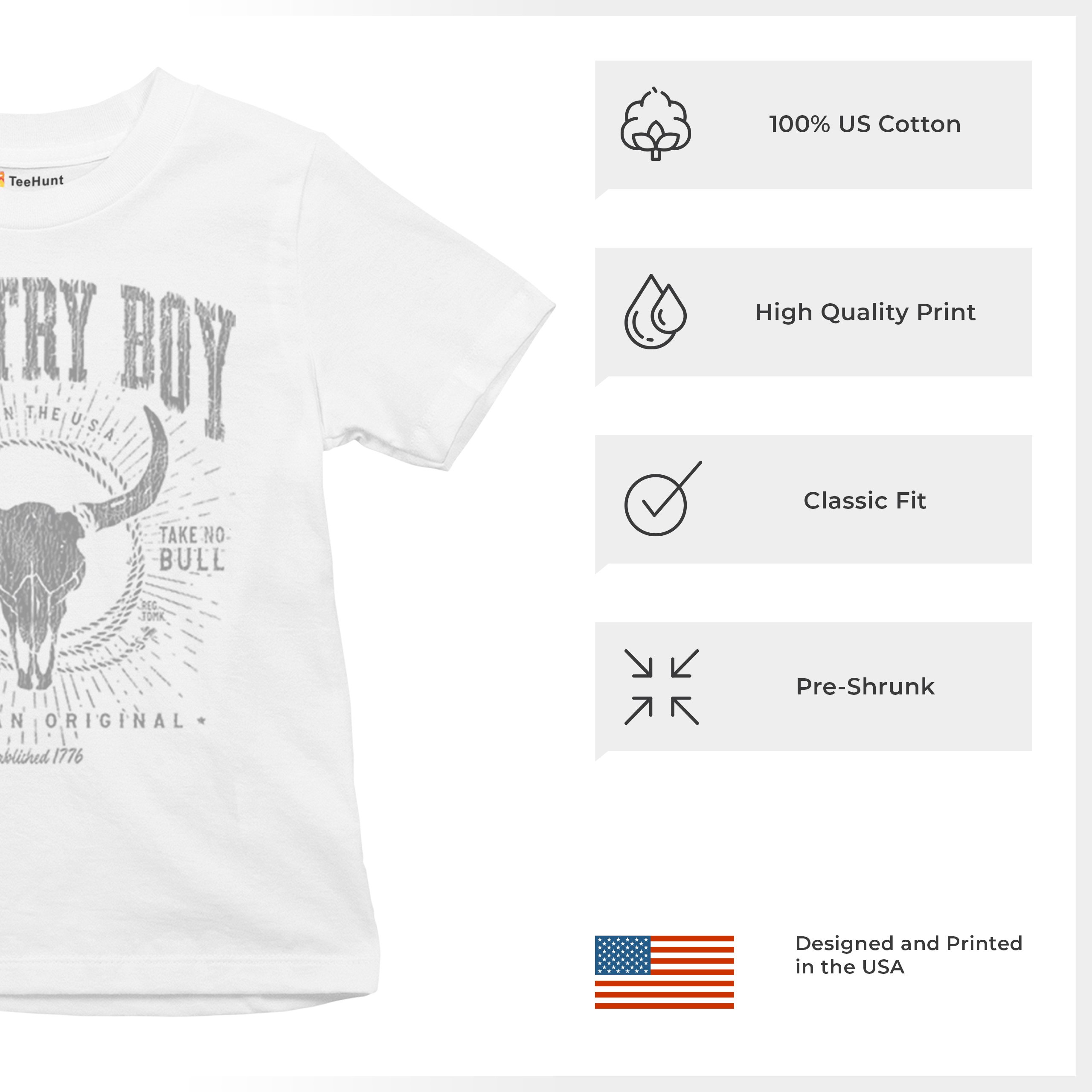 Country Boy American Original Youth T-shirt Bull Skull Country Ranch Kids - Picture 14 of 29