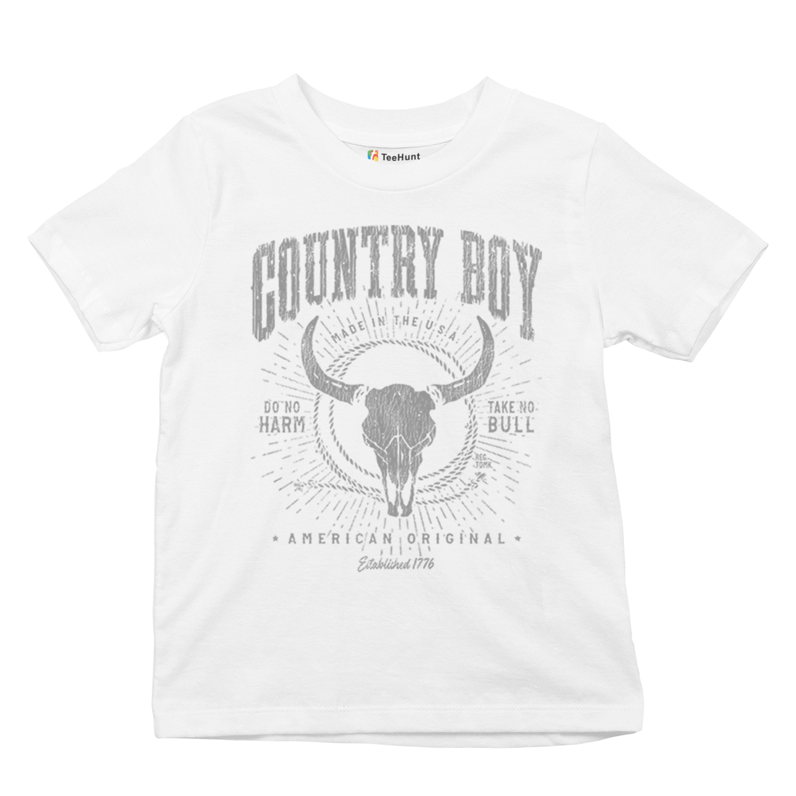 Country Boy American Original Youth T-shirt Bull Skull Country Ranch Kids - Picture 13 of 29