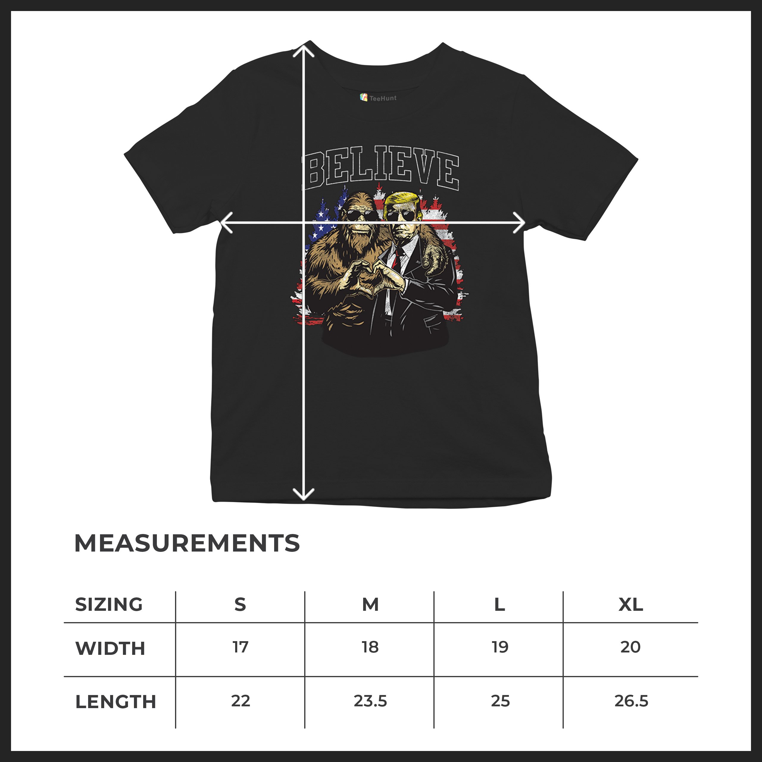 Bigfoot Endorsed Trump 24 Youth T-shirt President Sasquatch Believe MAGA Kids - Picture 8 of 50