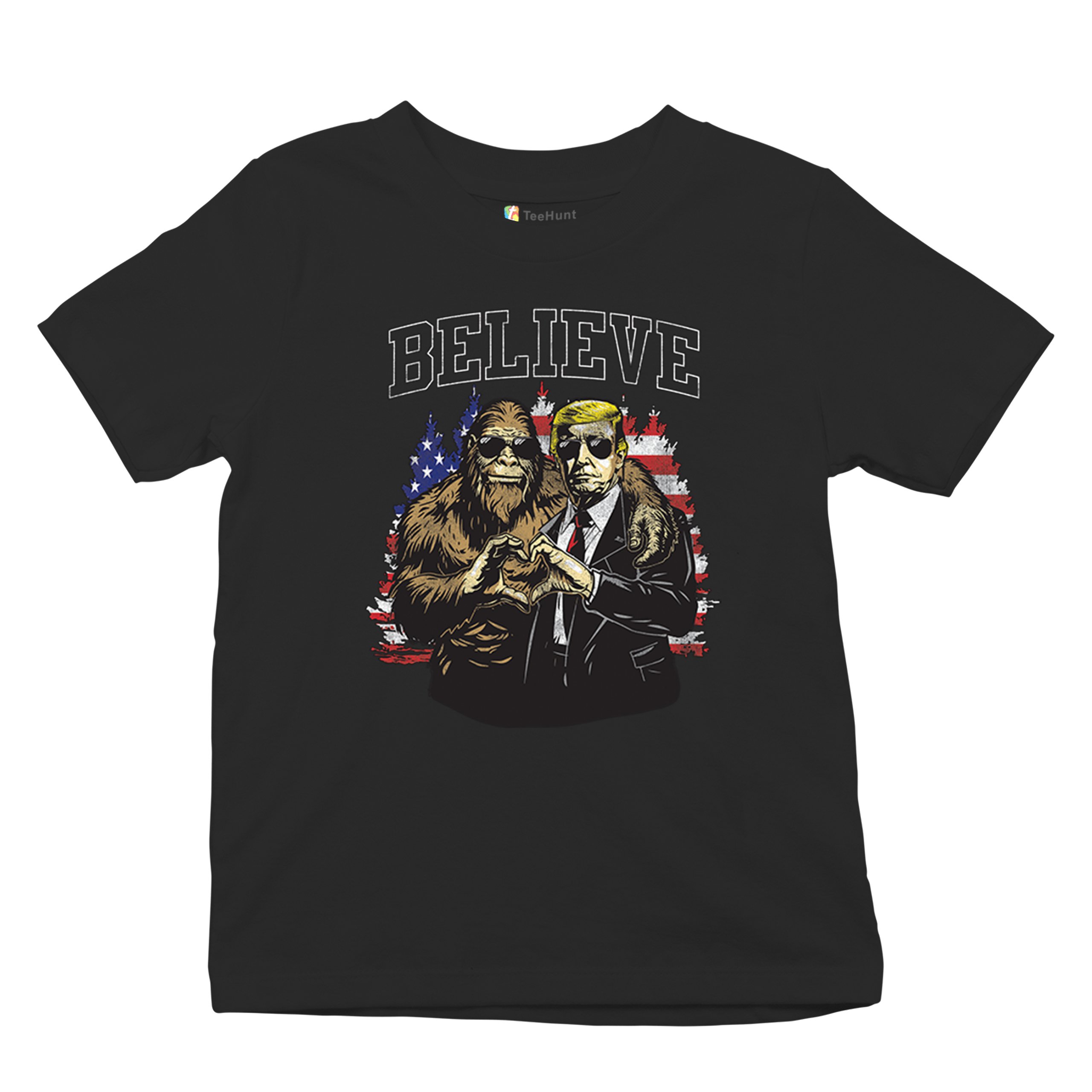 Bigfoot Endorsed Trump 24 Youth T-shirt President Sasquatch Believe MAGA Kids - Picture 6 of 50