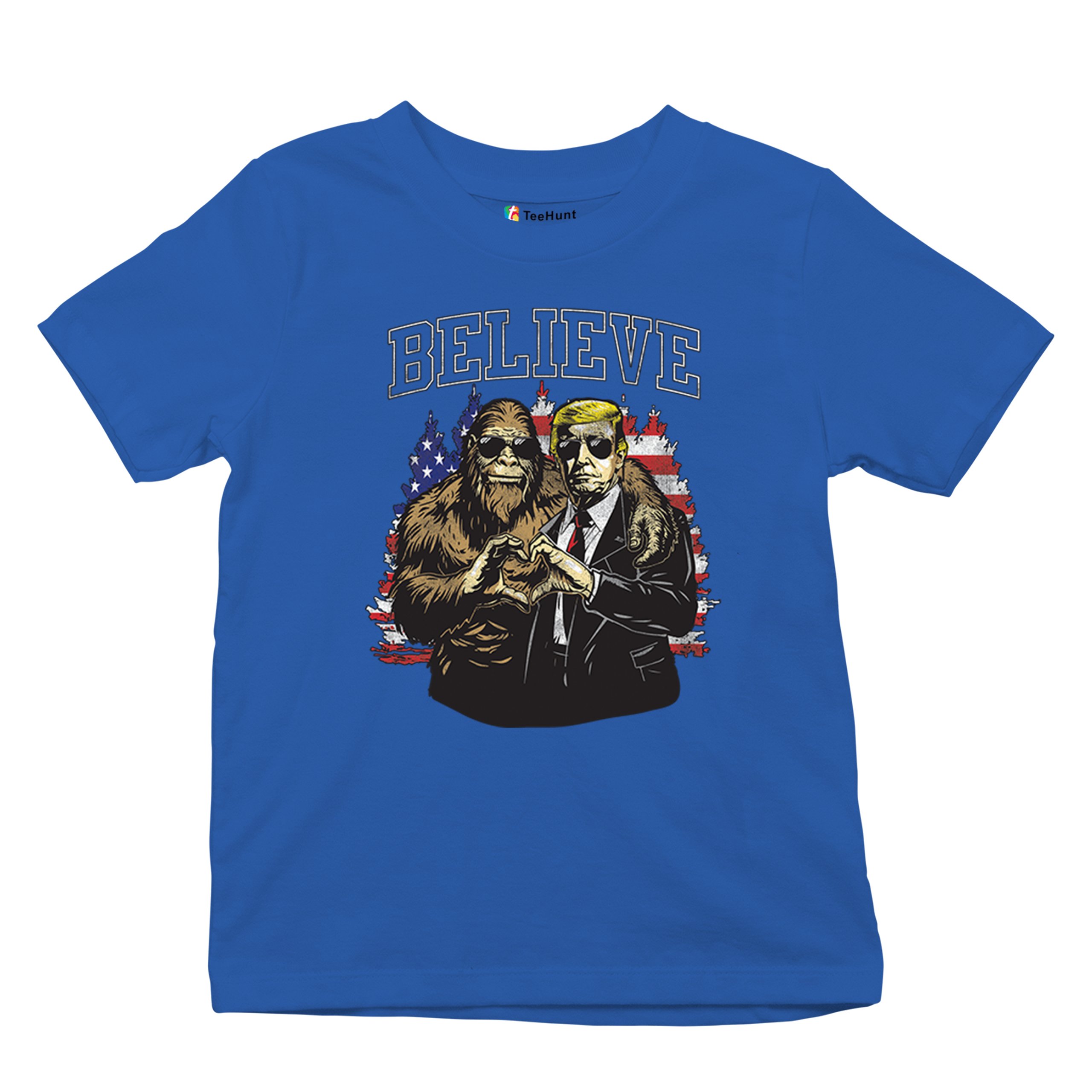 Bigfoot Endorsed Trump 24 Youth T-shirt President Sasquatch Believe MAGA Kids - Picture 41 of 50