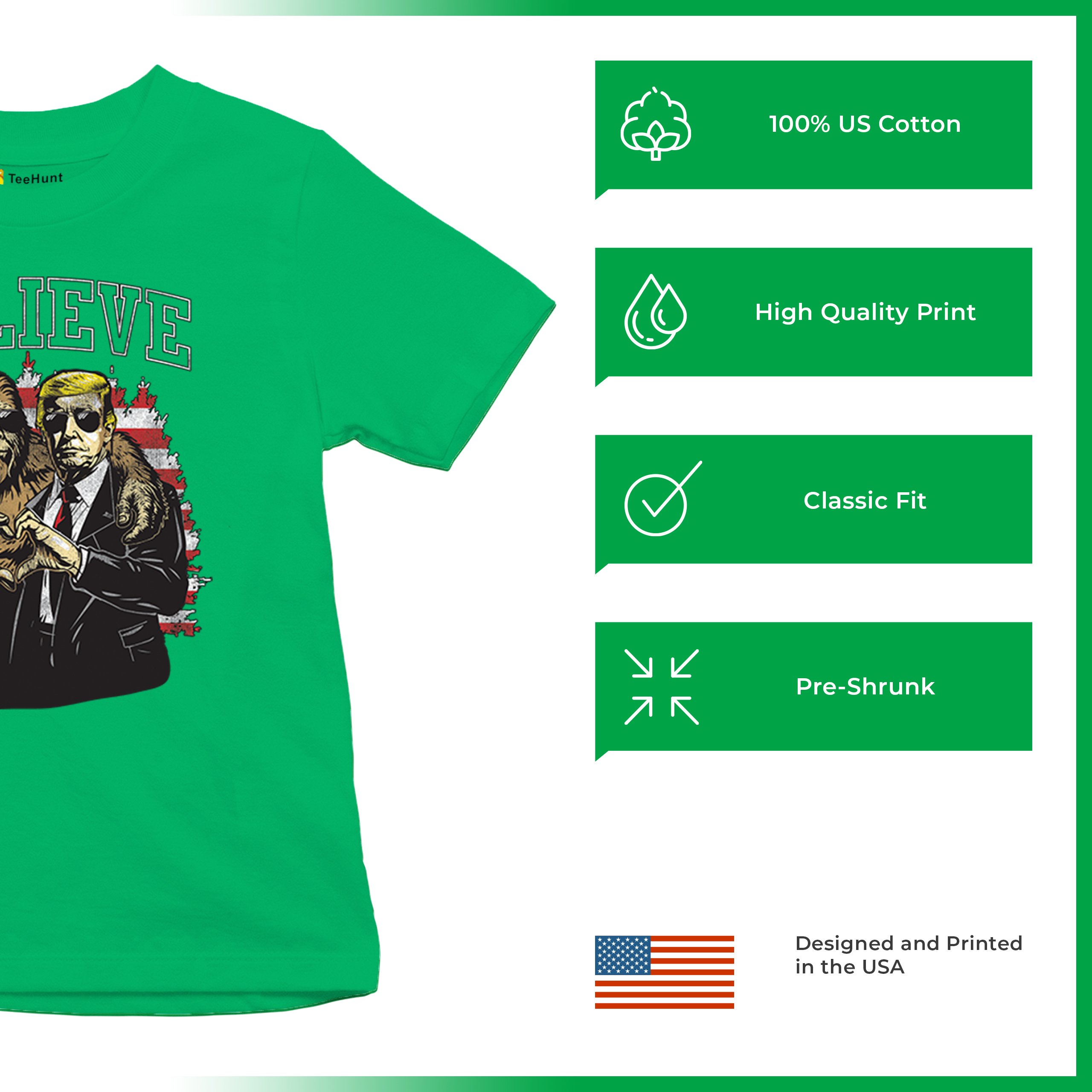 Bigfoot Endorsed Trump 24 Youth T-shirt President Sasquatch Believe MAGA Kids - Picture 35 of 50