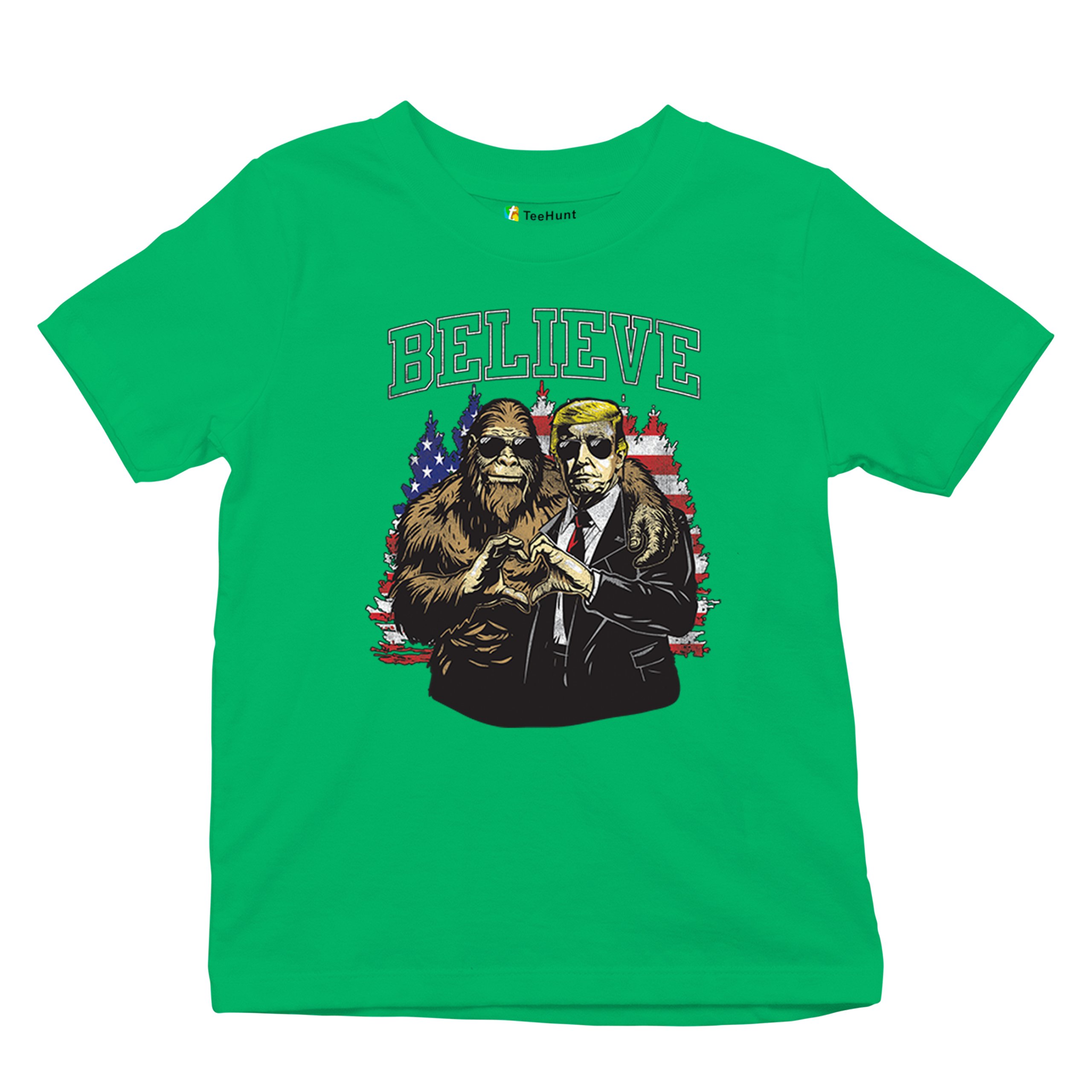 Bigfoot Endorsed Trump 24 Youth T-shirt President Sasquatch Believe MAGA Kids - Picture 34 of 50