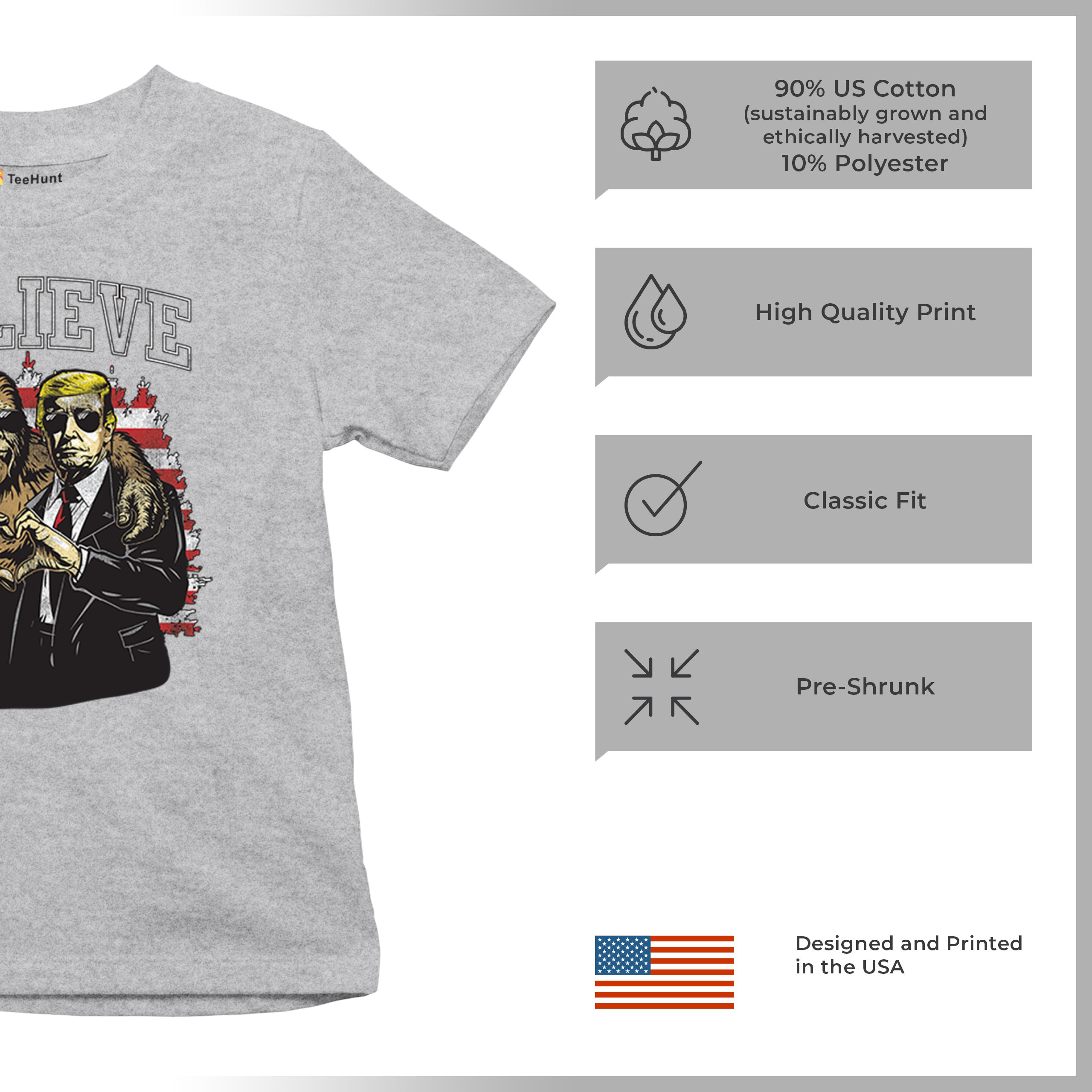 Bigfoot Endorsed Trump 24 Youth T-shirt President Sasquatch Believe MAGA Kids - Picture 14 of 50