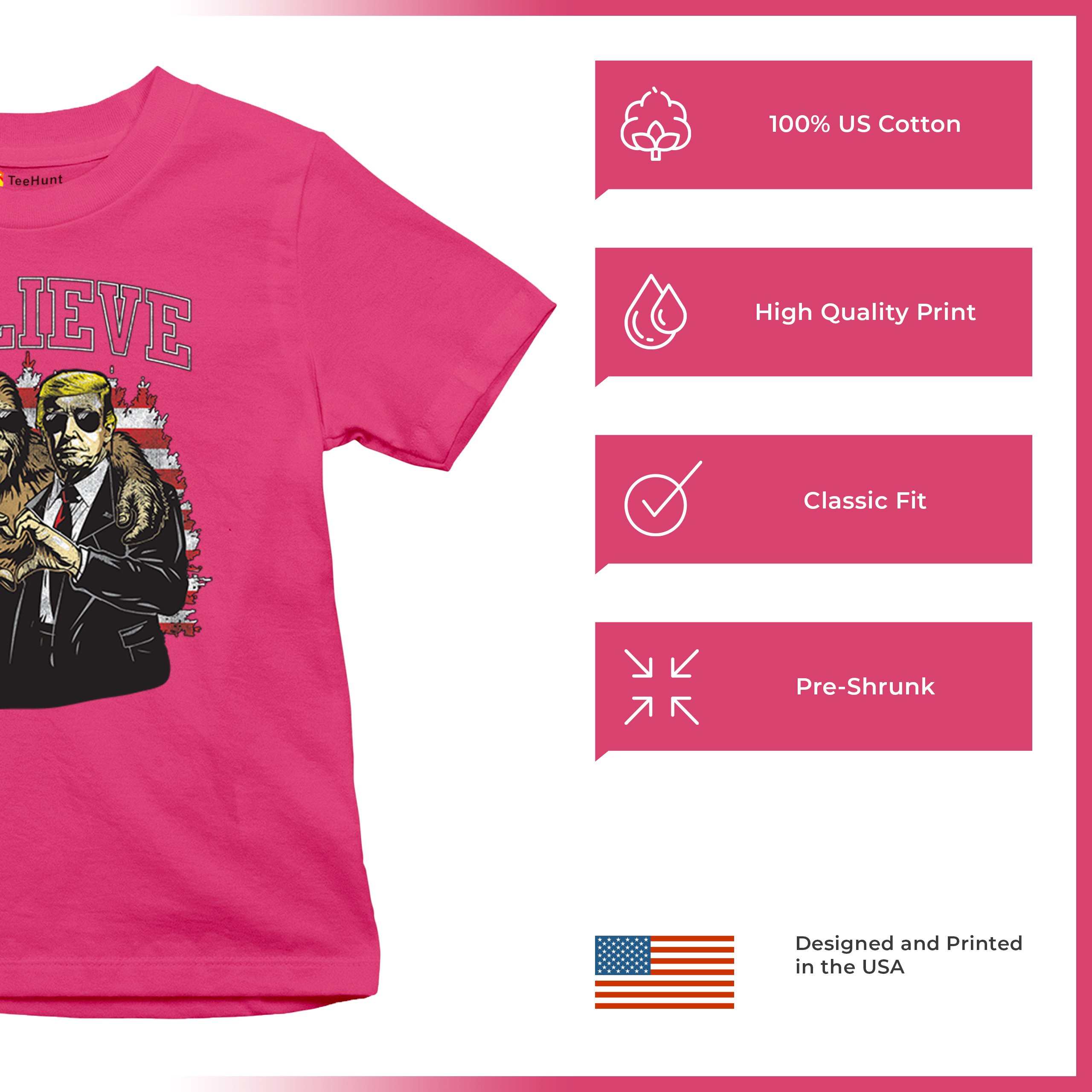 Bigfoot Endorsed Trump 24 Youth T-shirt President Sasquatch Believe MAGA Kids - Picture 49 of 50