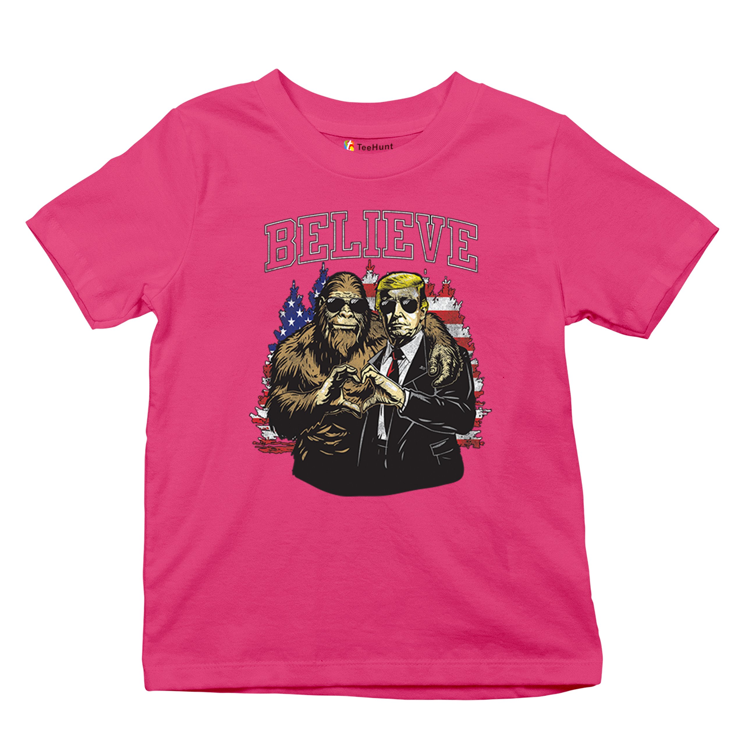 Bigfoot Endorsed Trump 24 Youth T-shirt President Sasquatch Believe MAGA Kids - Picture 48 of 50