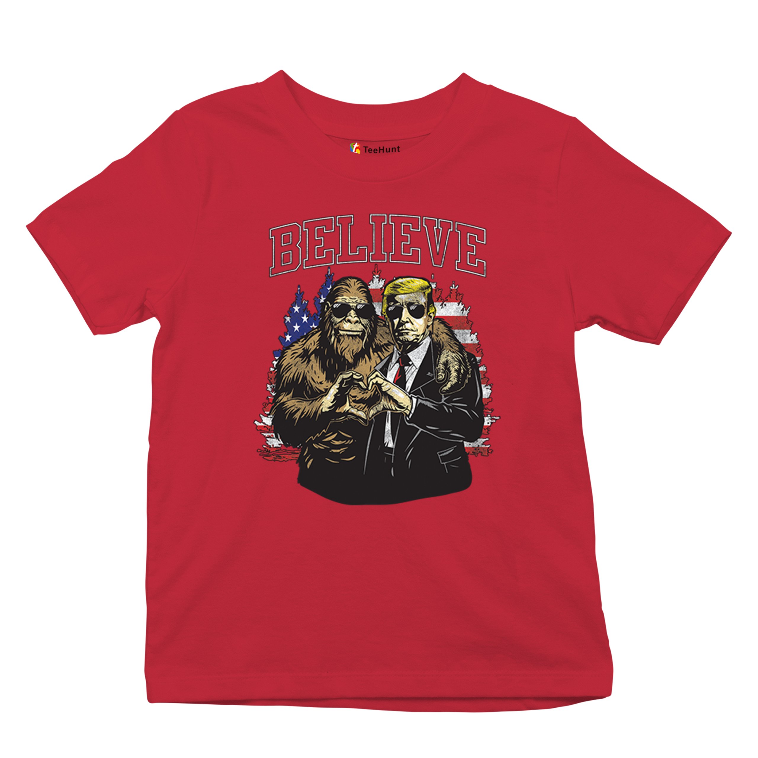 Bigfoot Endorsed Trump 24 Youth T-shirt President Sasquatch Believe MAGA Kids - Picture 20 of 50