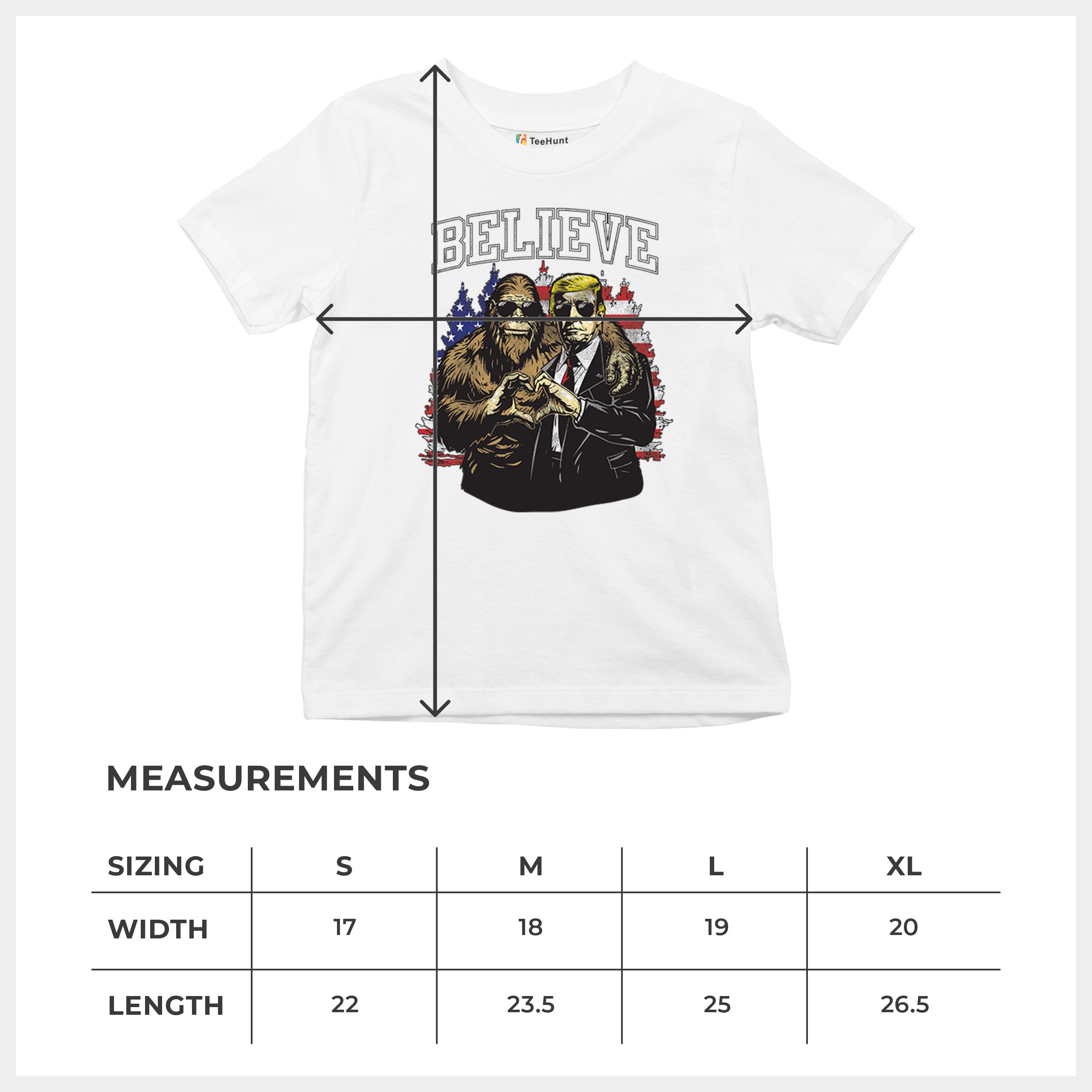 Bigfoot Endorsed Trump 24 Youth T-shirt President Sasquatch Believe MAGA Kids - Picture 29 of 50