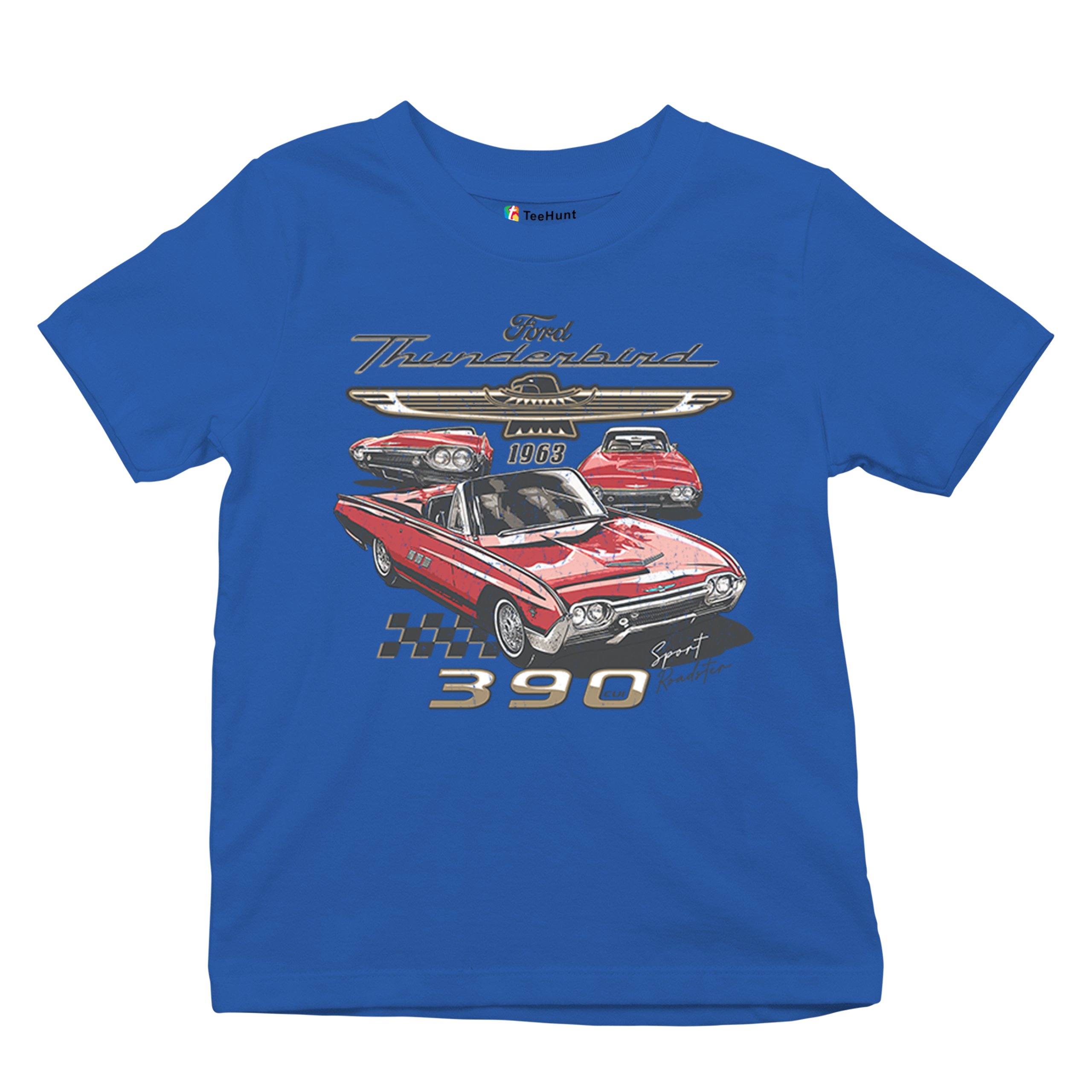 Ford 1963 Thunderbird 390 Youth T-shirt Vintage Sport Roadster American Kids - Picture 41 of 50