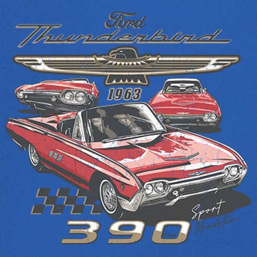 Ford 1963 Thunderbird 390 Youth T-shirt Vintage Sport Roadster American Kids - Picture 39 of 50