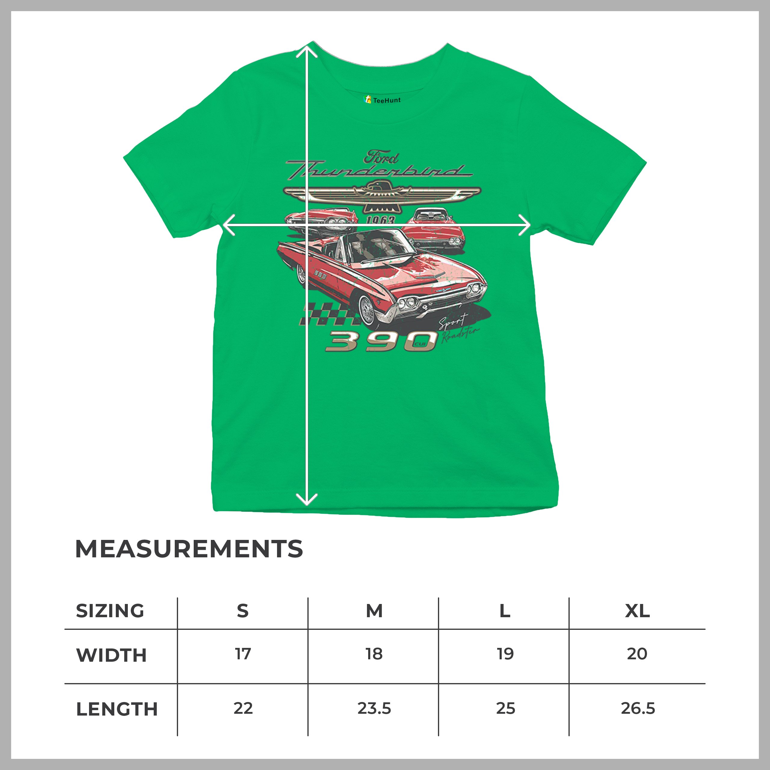 Ford 1963 Thunderbird 390 Youth T-shirt Vintage Sport Roadster American Kids - Picture 36 of 50