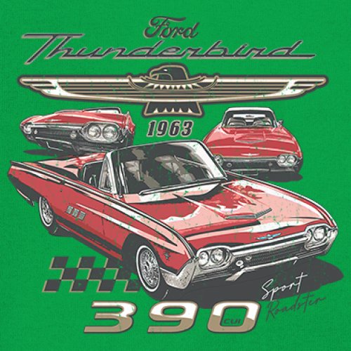 Ford 1963 Thunderbird 390 Youth T-shirt Vintage Sport Roadster American Kids - Picture 32 of 50