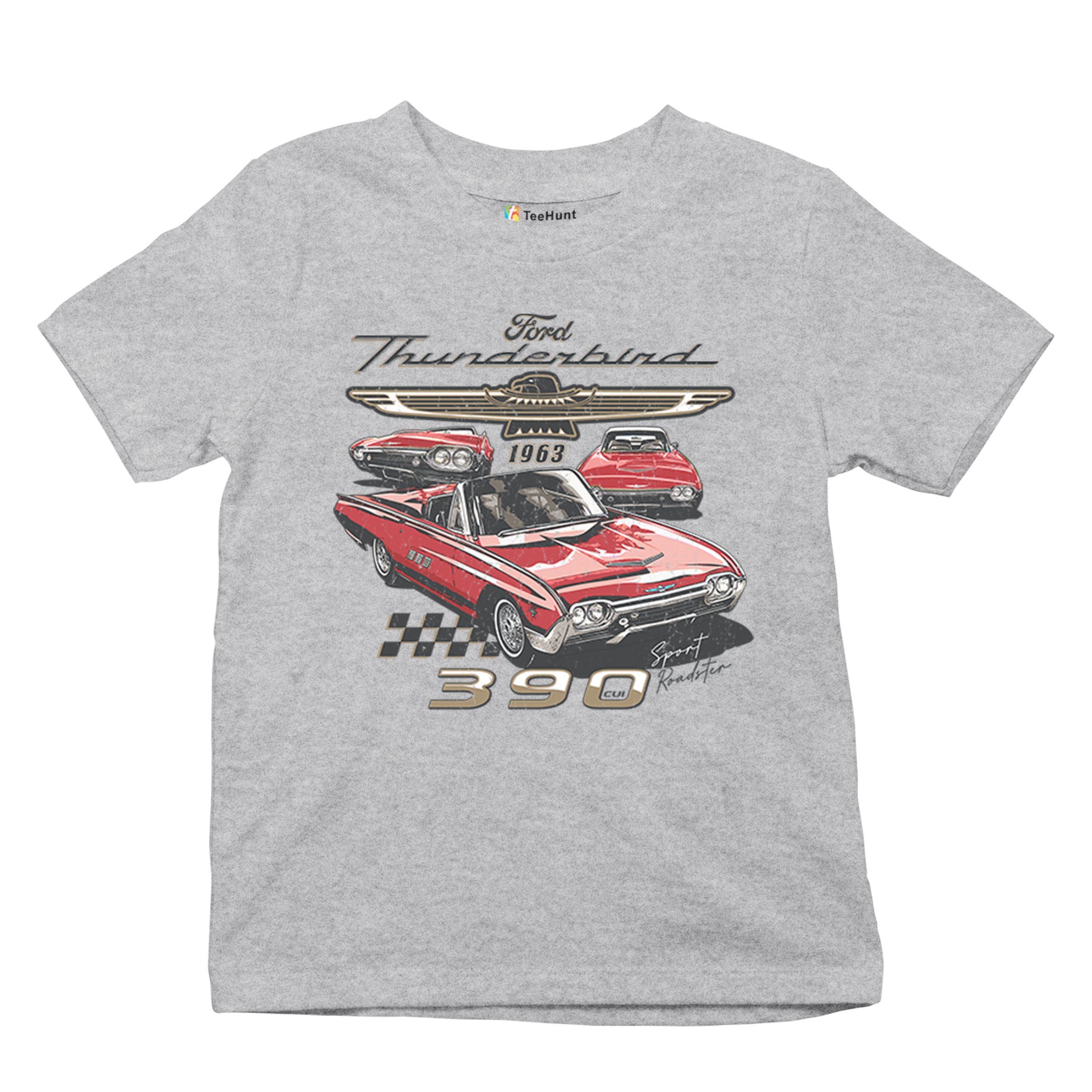 Ford 1963 Thunderbird 390 Youth T-shirt Vintage Sport Roadster American Kids - Picture 13 of 50
