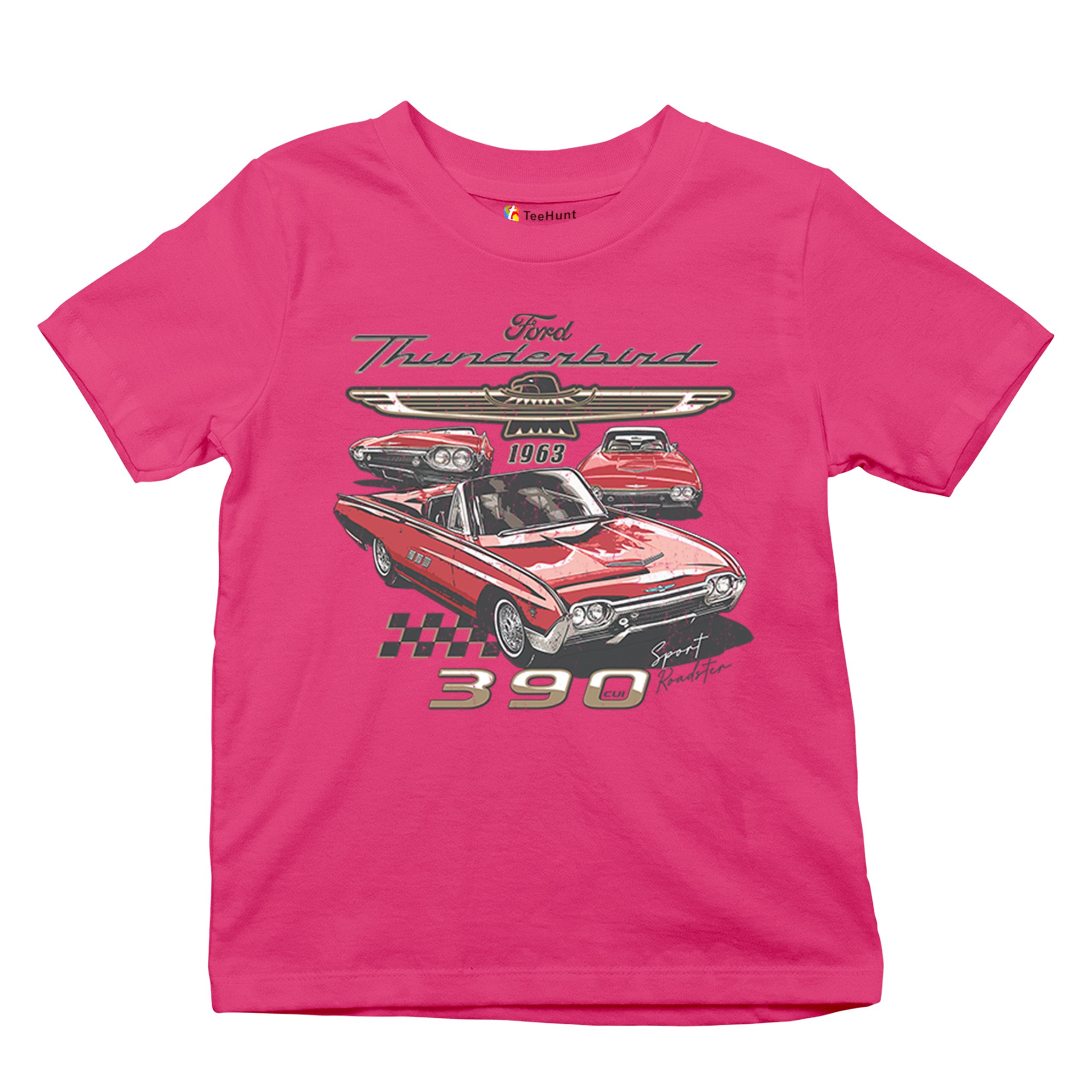 Ford 1963 Thunderbird 390 Youth T-shirt Vintage Sport Roadster American Kids - Picture 48 of 50