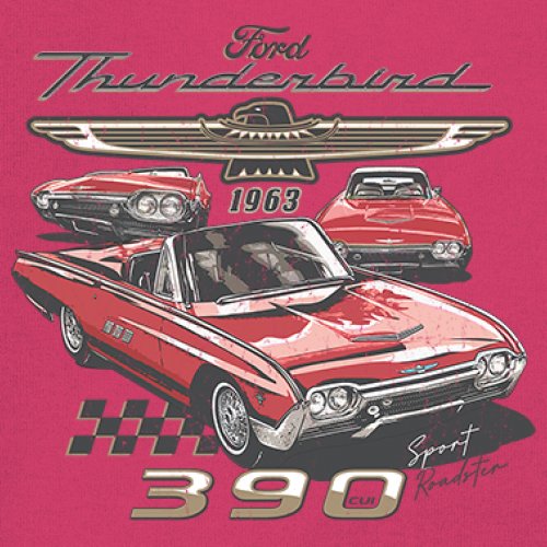 Ford 1963 Thunderbird 390 Youth T-shirt Vintage Sport Roadster American Kids - Picture 46 of 50