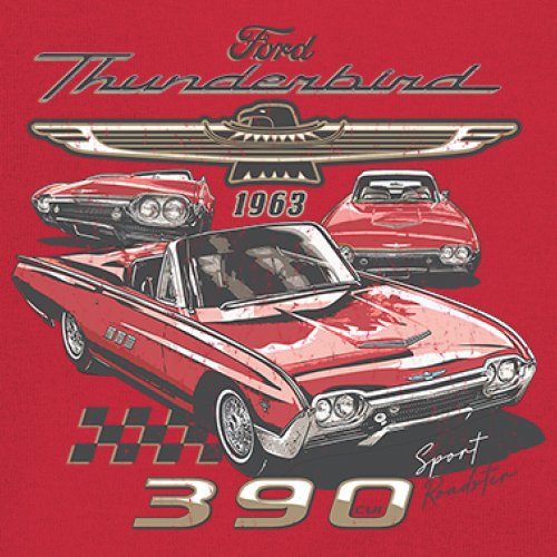 Ford 1963 Thunderbird 390 Youth T-shirt Vintage Sport Roadster American Kids - Picture 18 of 50