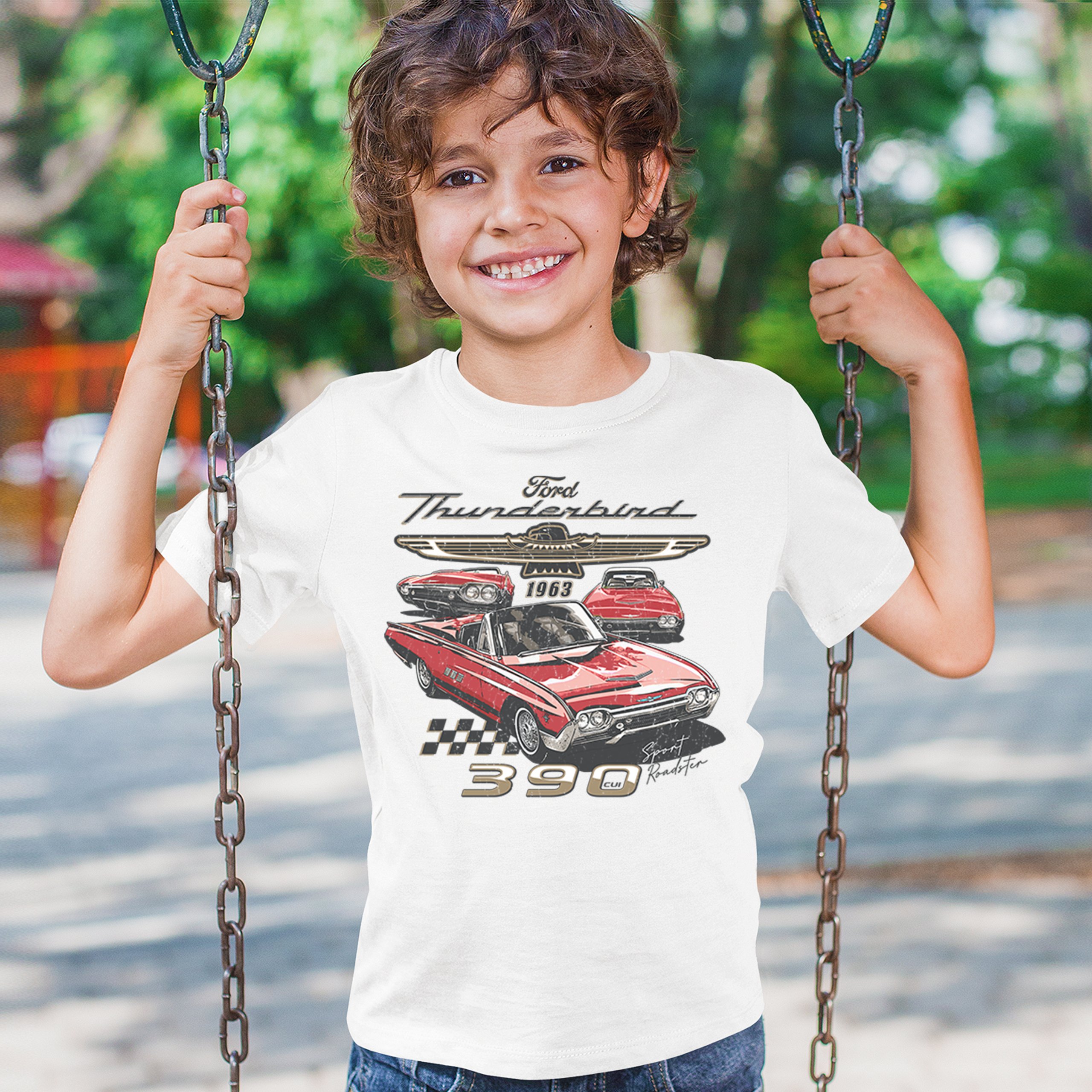 Ford 1963 Thunderbird 390 Youth T-shirt Vintage Sport Roadster American Kids - Picture 26 of 50