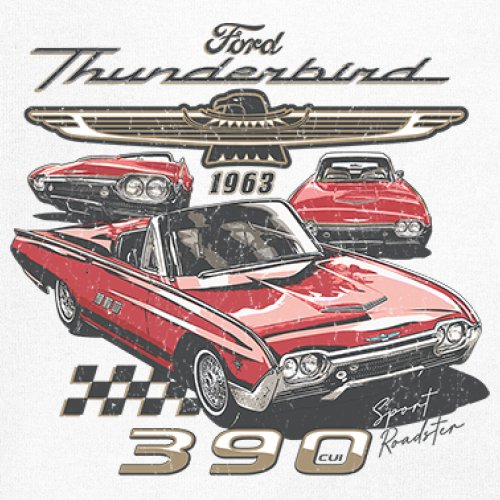 Ford 1963 Thunderbird 390 Youth T-shirt Vintage Sport Roadster American Kids - Picture 25 of 50
