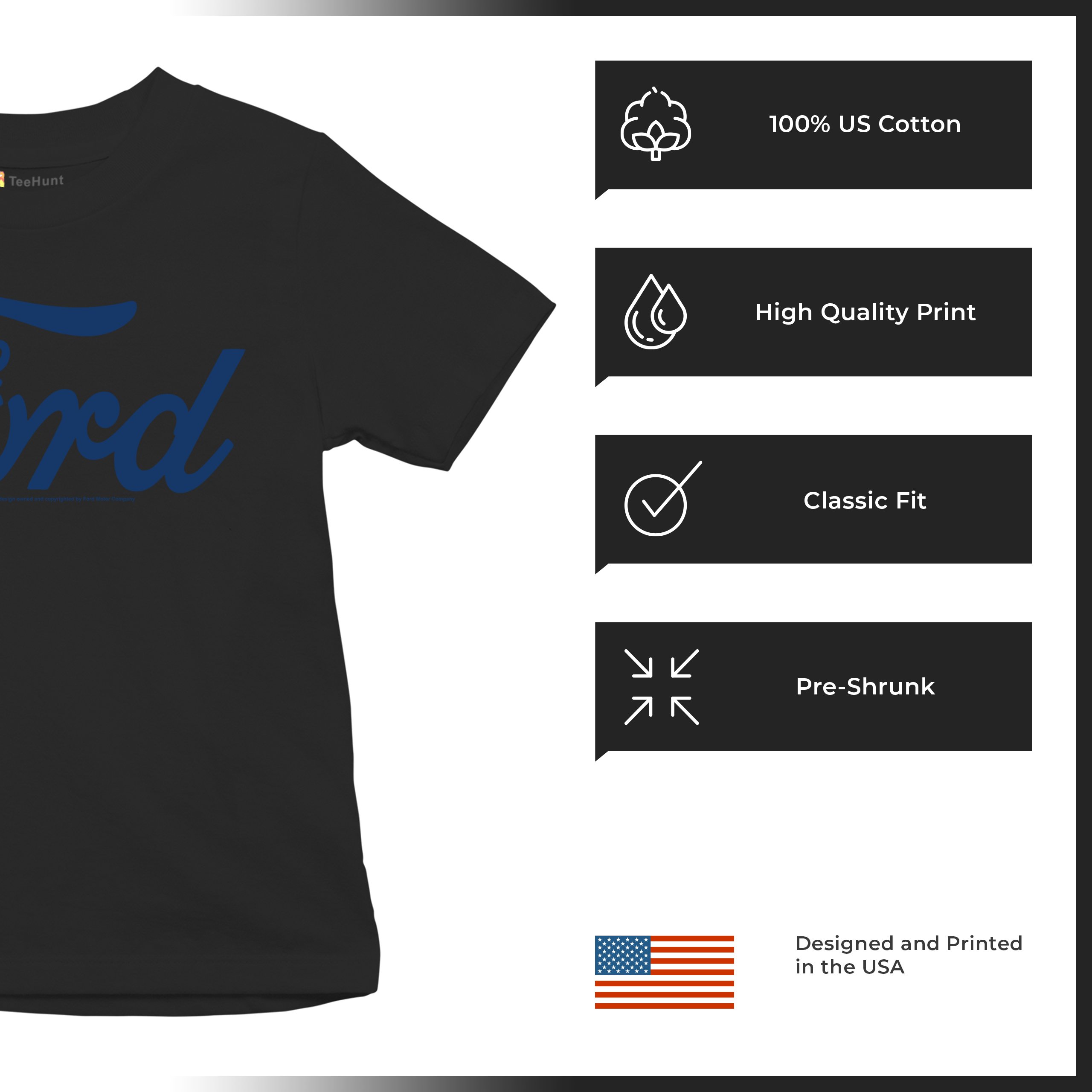 Ford Blue Logo Youth T-shirt Classic American Mustang Performance F150 Kids - Picture 7 of 43