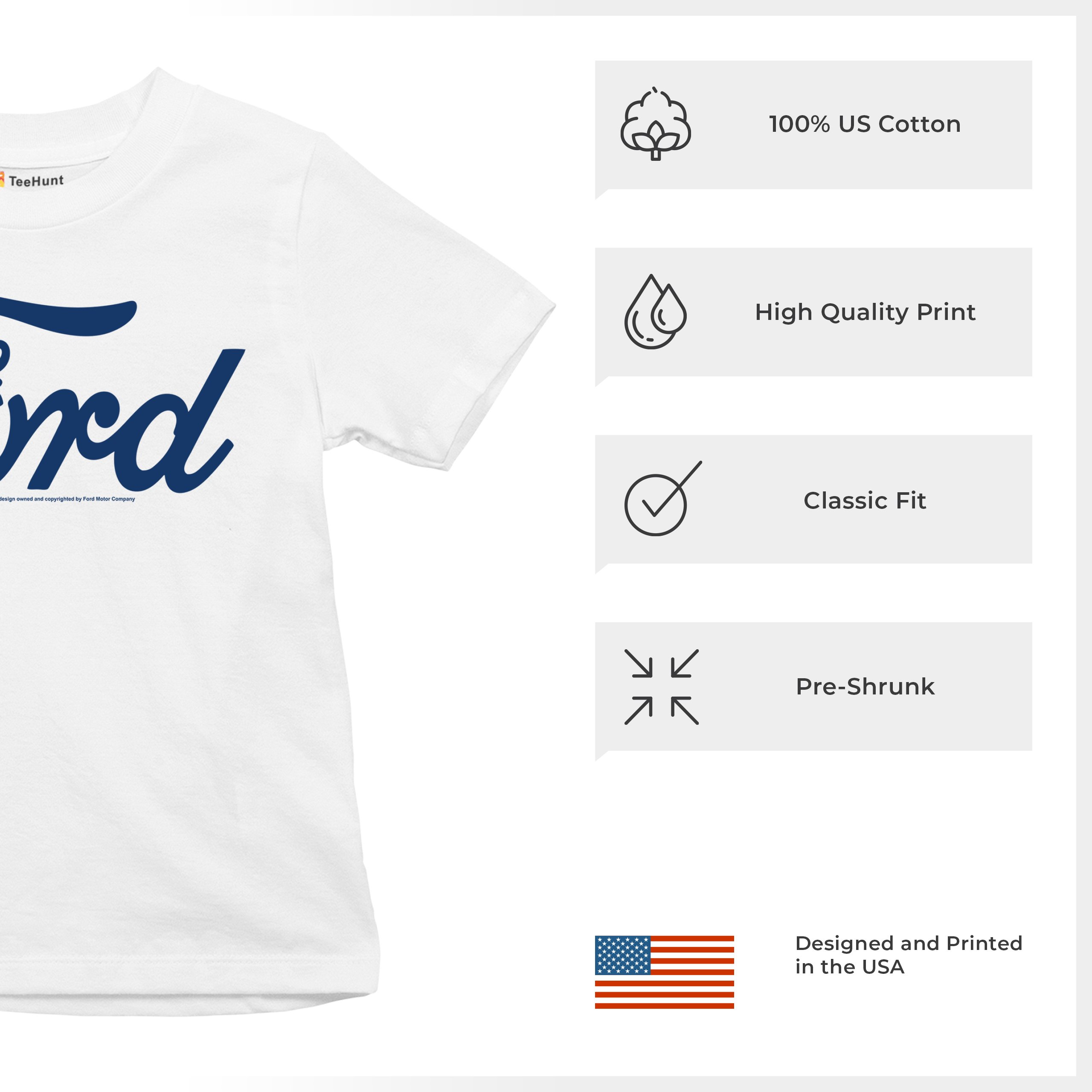 Ford Blue Logo Youth T-shirt Classic American Mustang Performance F150 Kids - Picture 28 of 43