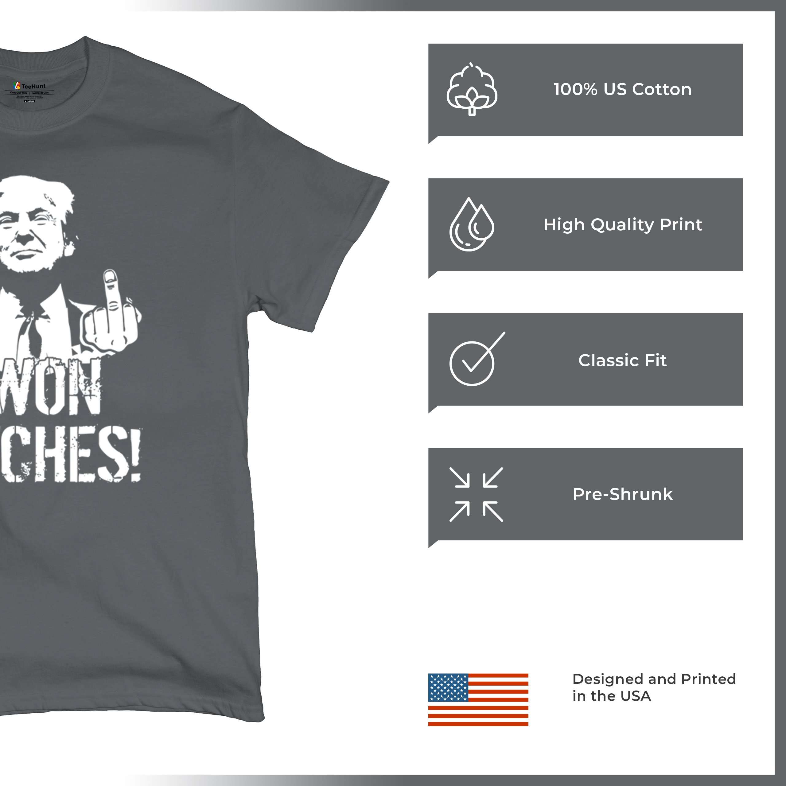 I Won - 47th President Donald Trump 2024 T-shirt Funny MAGA Fingers Men's Tee - Picture 56 of 71