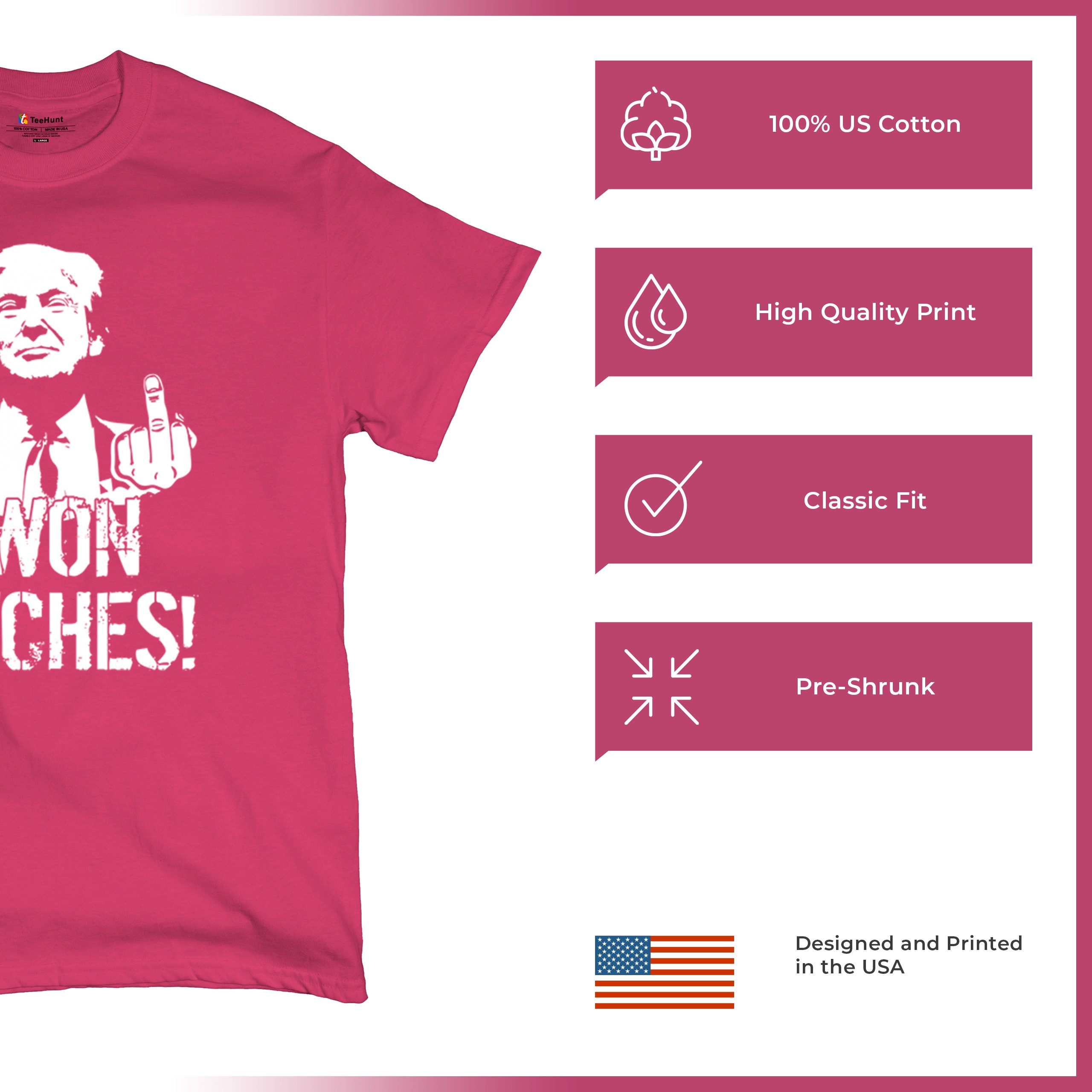I Won - 47th President Donald Trump 2024 T-shirt Funny MAGA Fingers Men's Tee - Picture 14 of 71