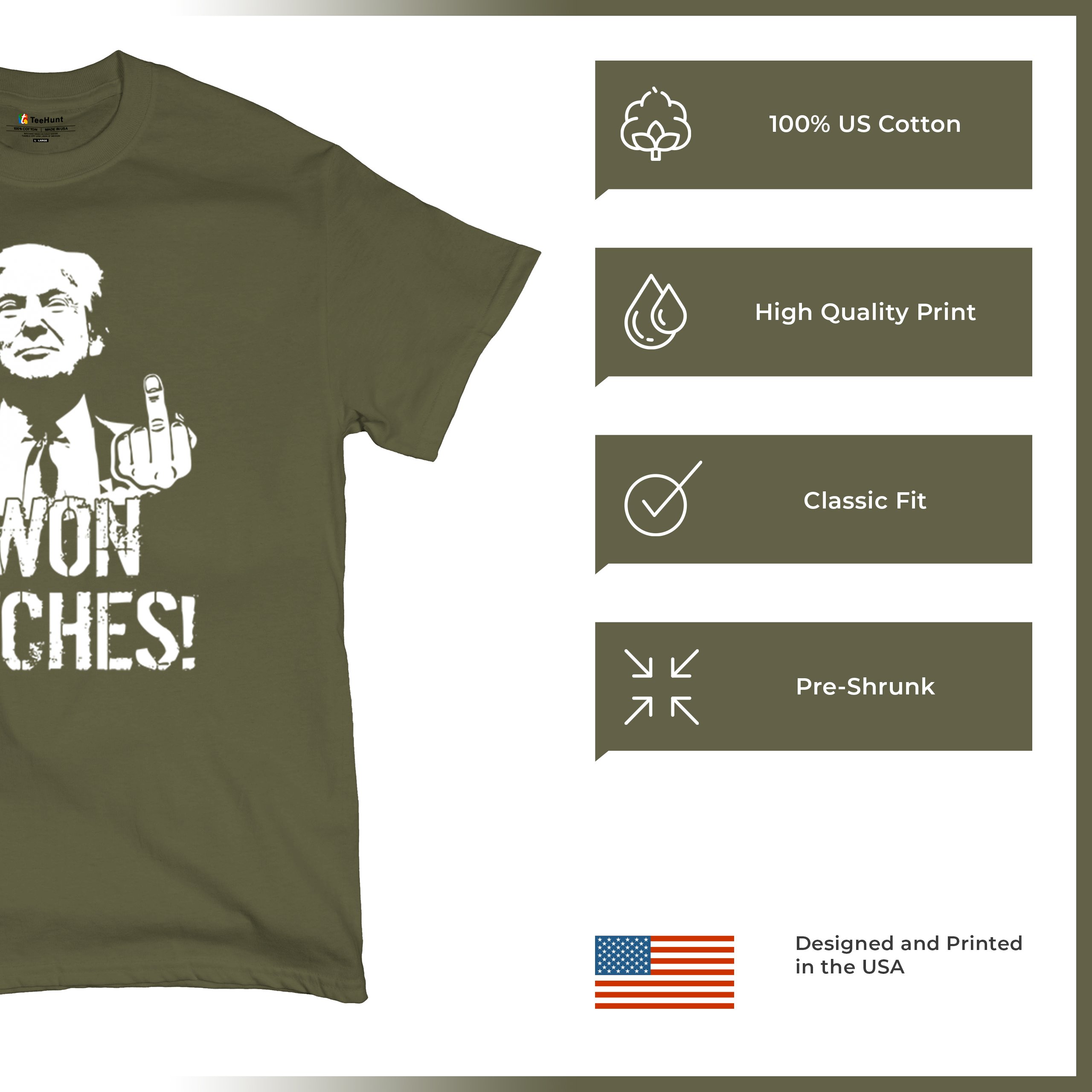 I Won - 47th President Donald Trump 2024 T-shirt Funny MAGA Fingers Men's Tee - Picture 63 of 71
