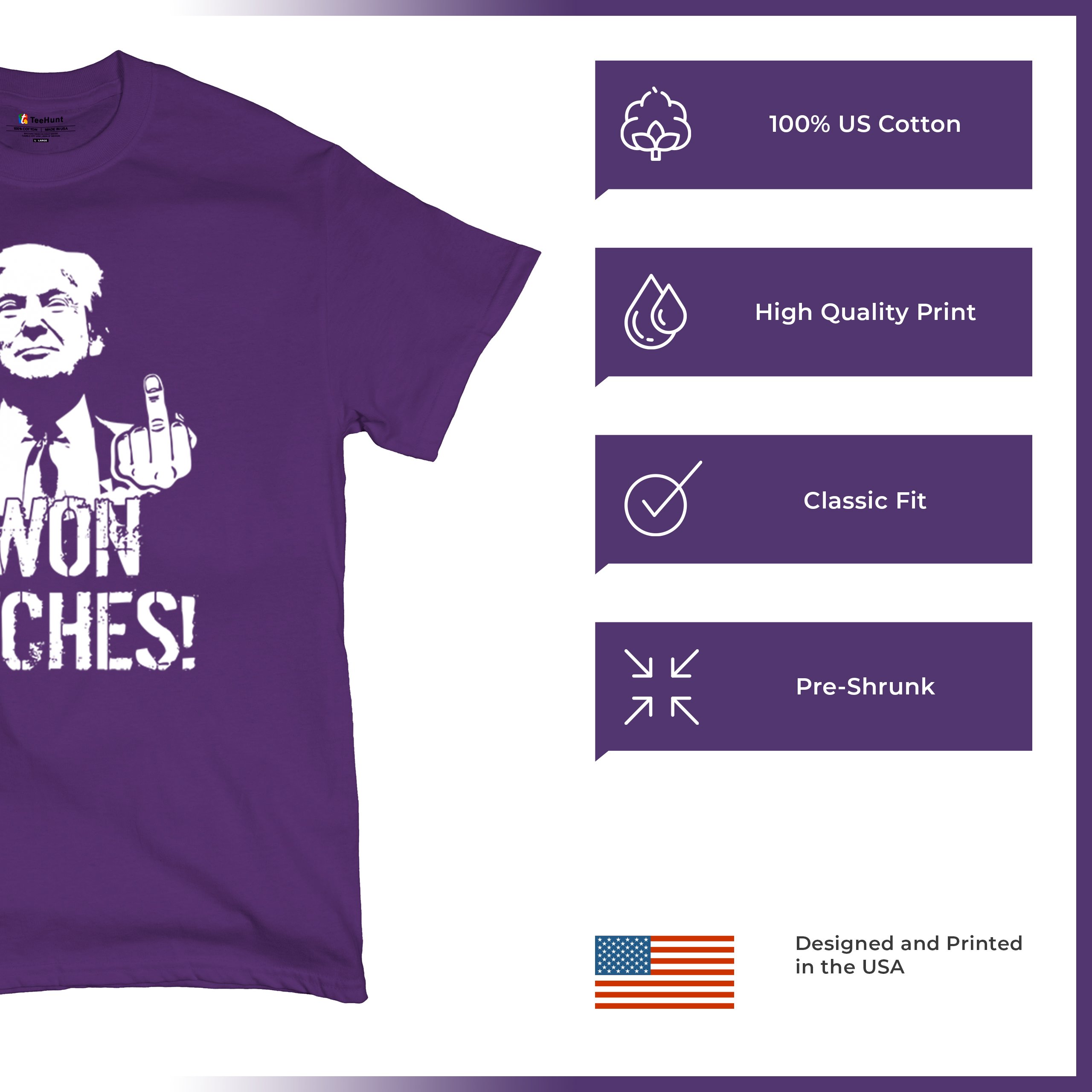 I Won - 47th President Donald Trump 2024 T-shirt Funny MAGA Fingers Men's Tee - Picture 21 of 71