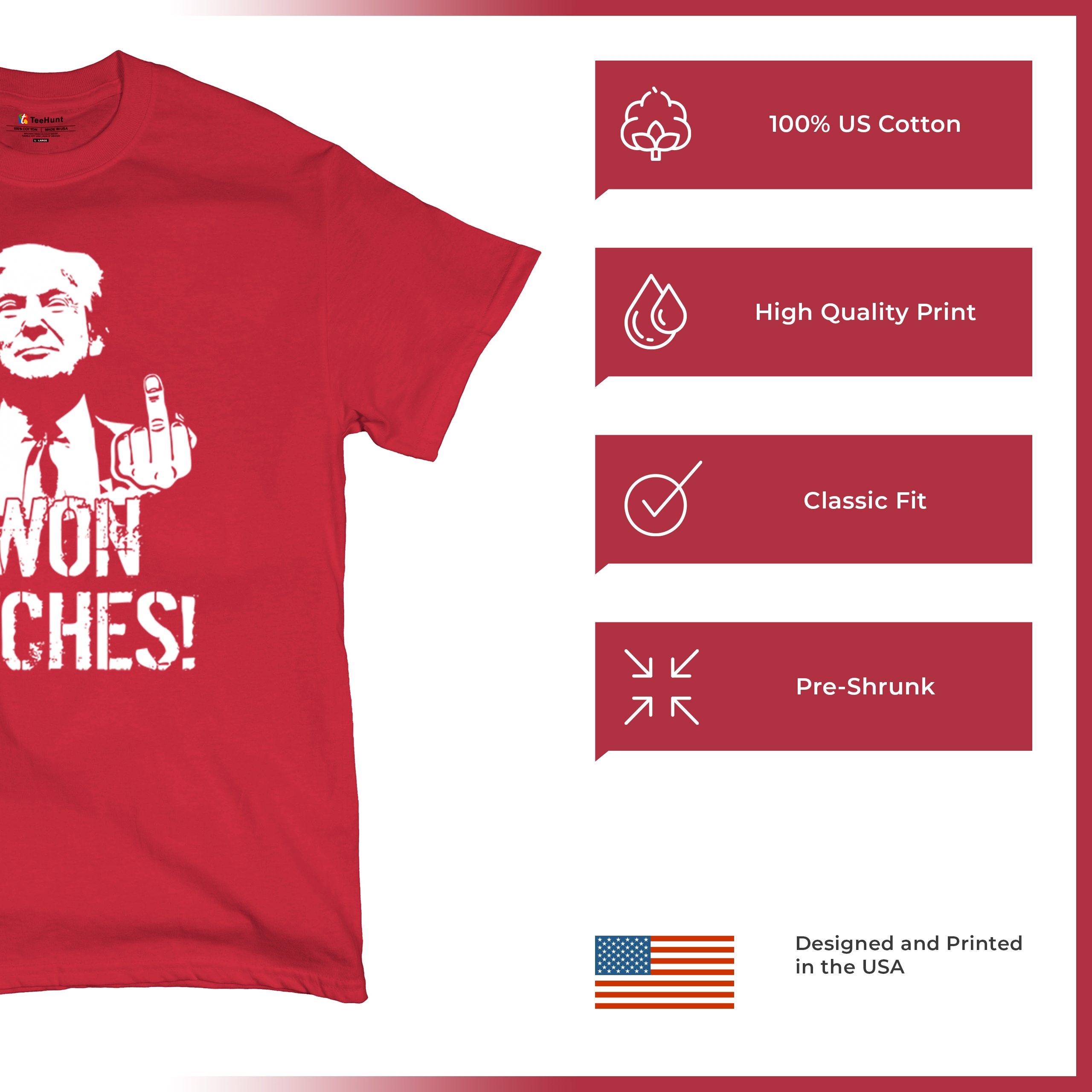 I Won - 47th President Donald Trump 2024 T-shirt Funny MAGA Fingers Men's Tee - Picture 28 of 71