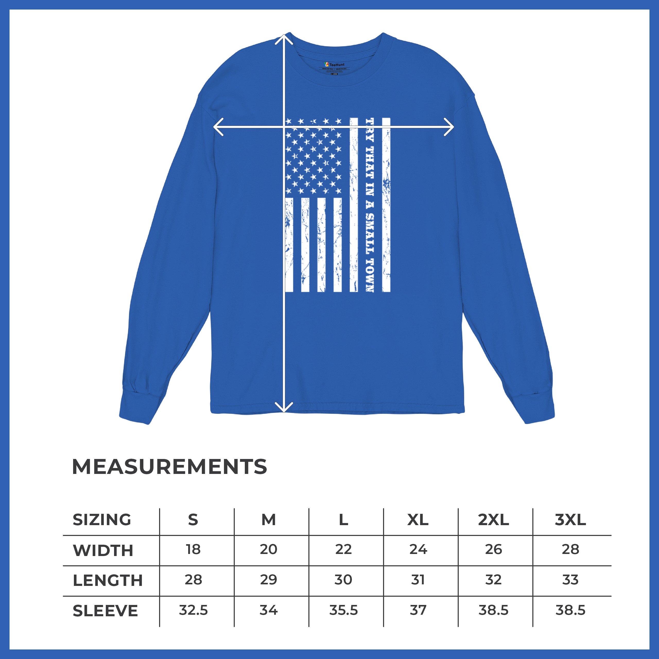 Try That In A Small Town Grunge American Flag Long Sleeve T-shirt Patriotic - Picture 57 of 71