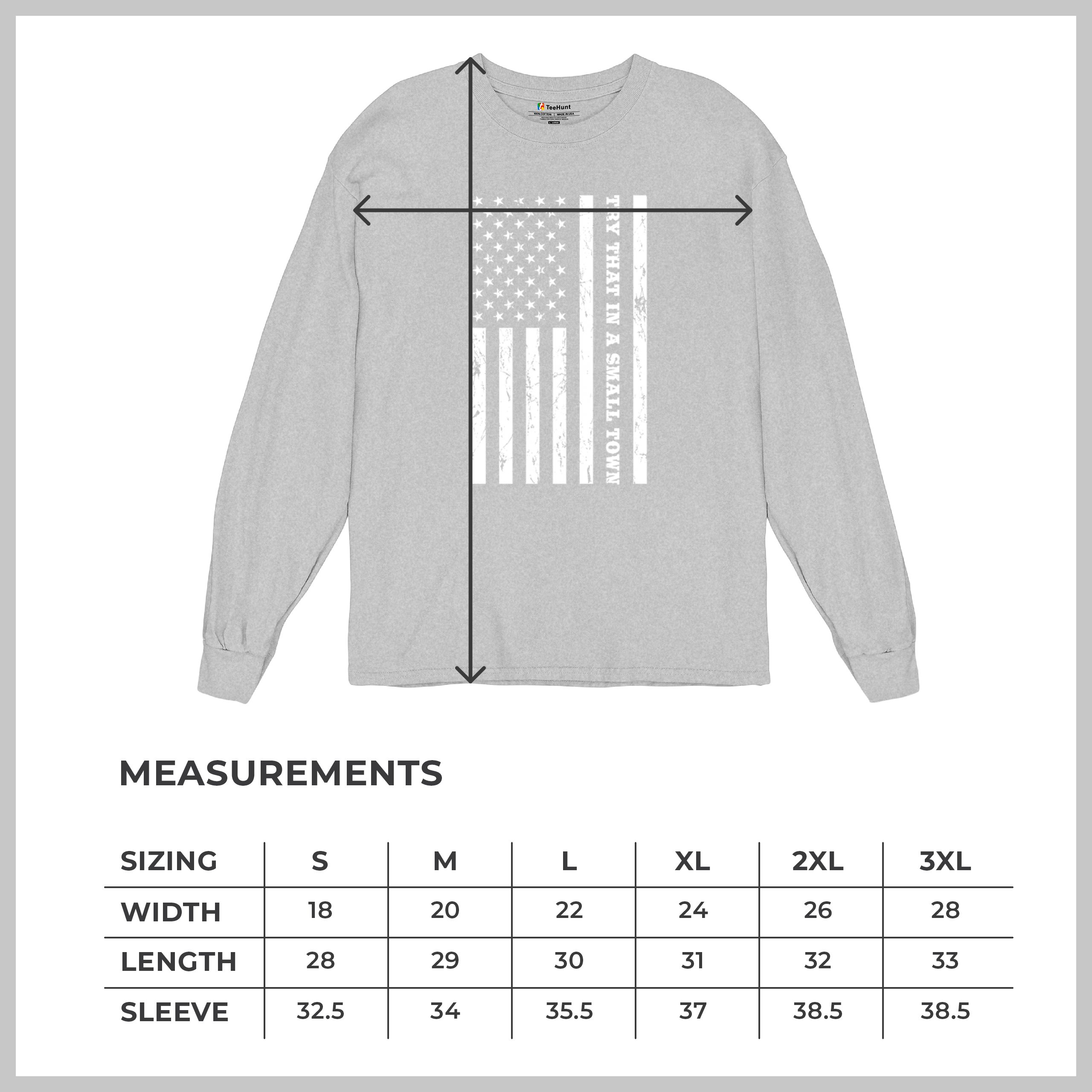 Try That In A Small Town Grunge American Flag Long Sleeve T-shirt Patriotic - Picture 15 of 71