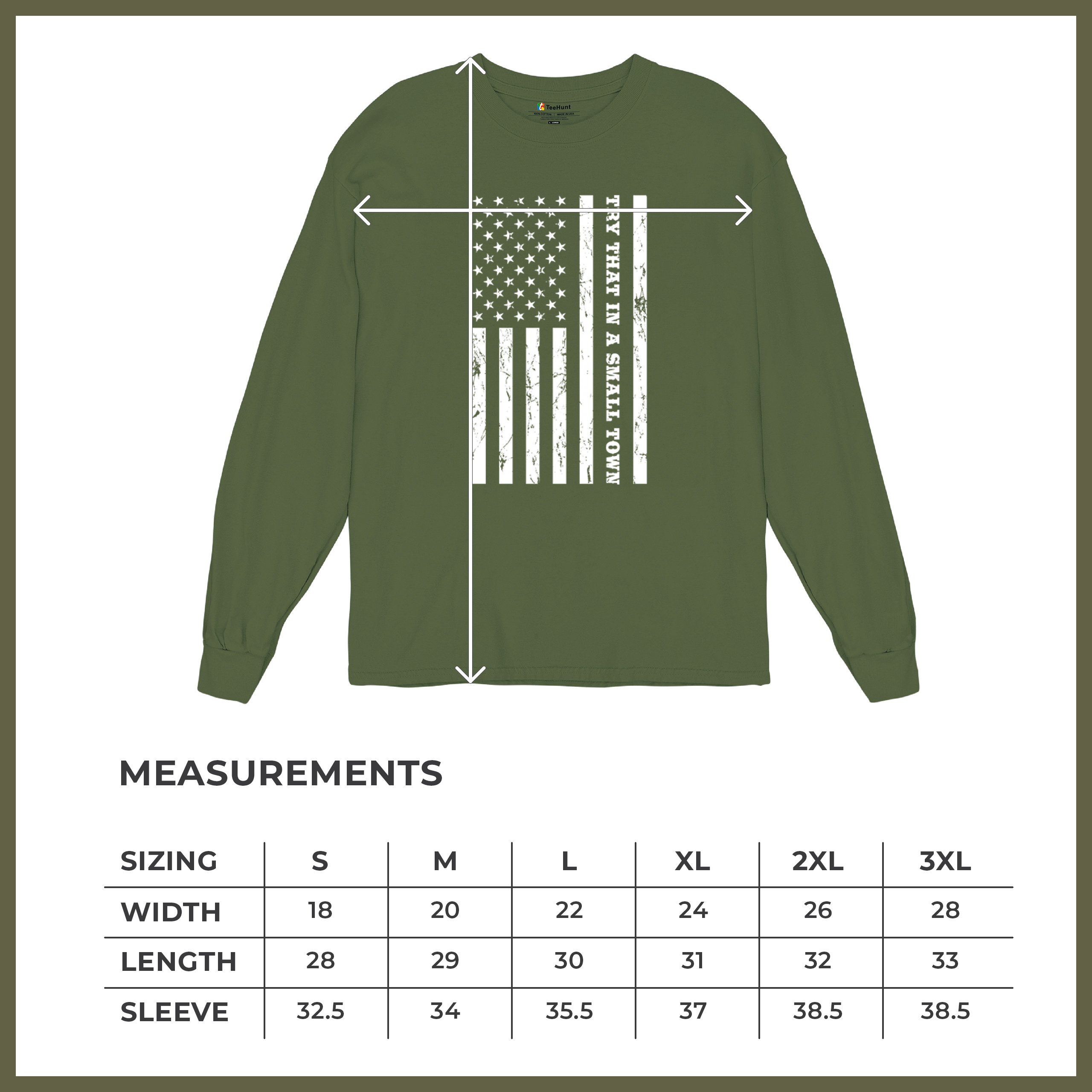 Try That In A Small Town Grunge American Flag Long Sleeve T-shirt Patriotic - Picture 50 of 71